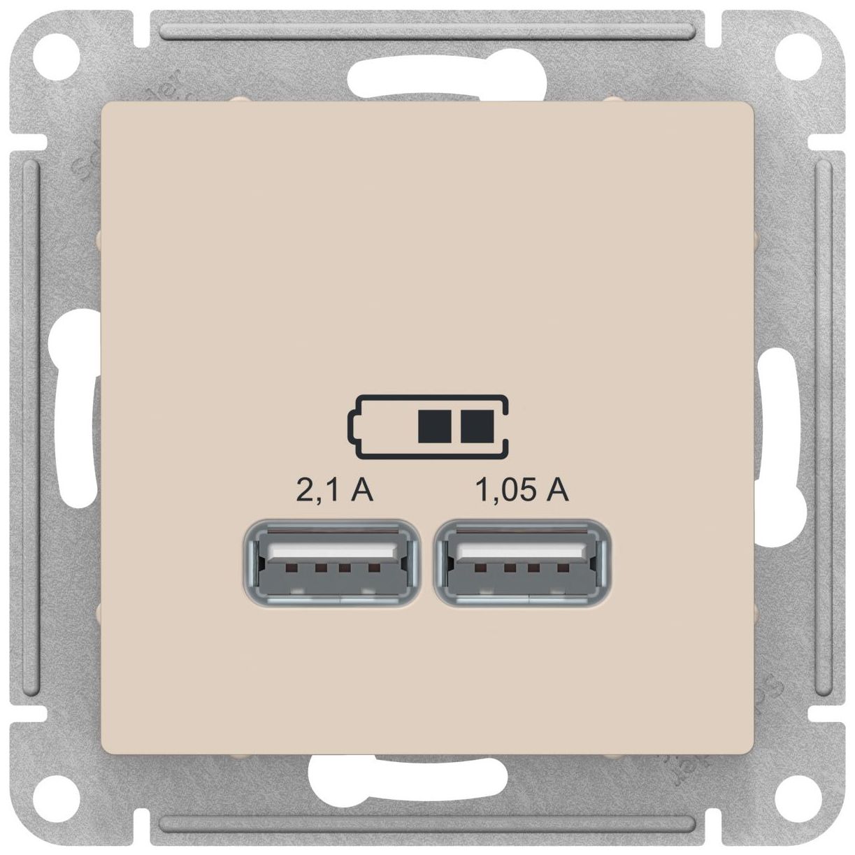 Изображение товара Розетка USB 2 поста Schneider Electric AtlasDesign бежевый