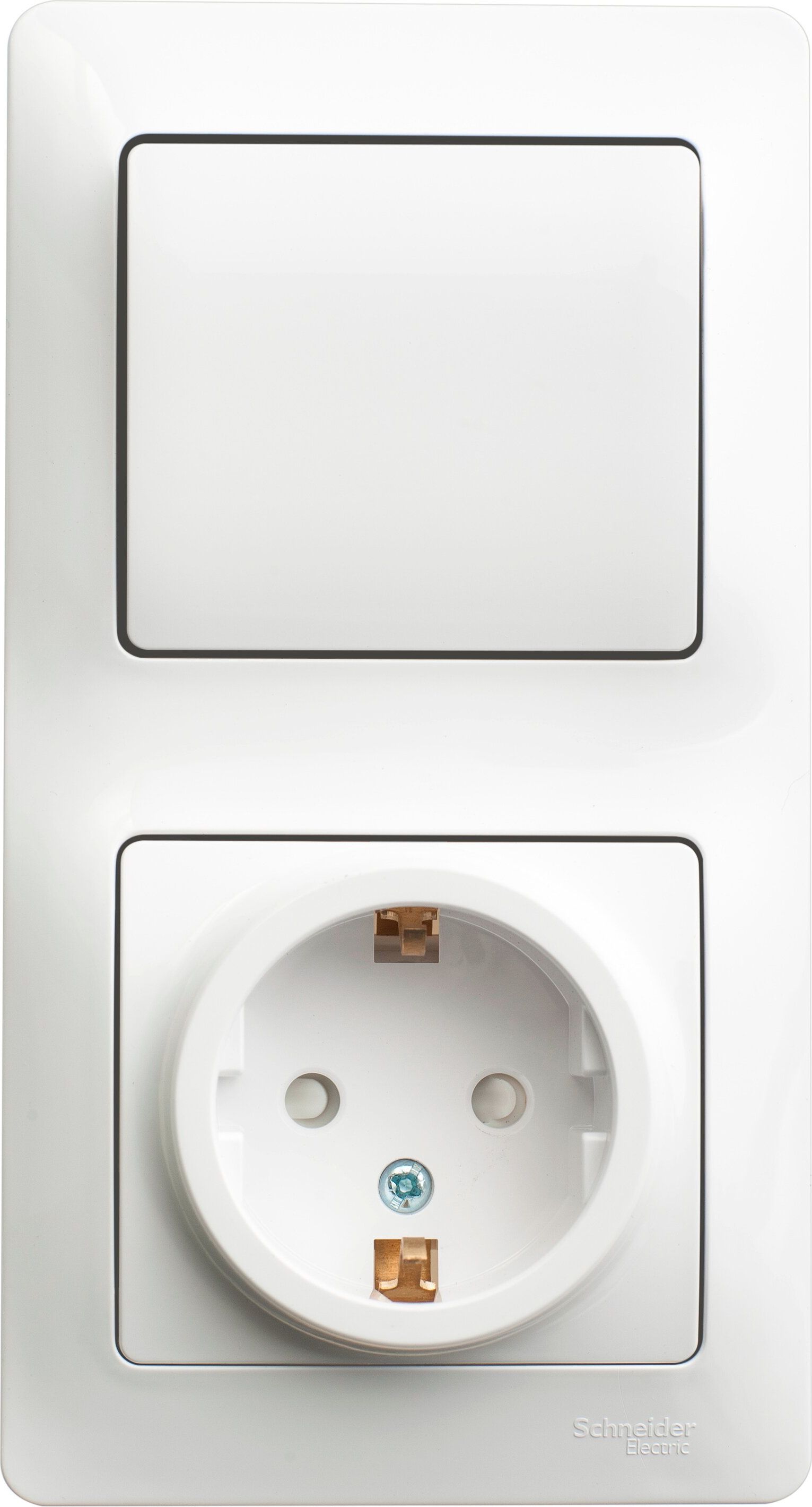 Изображение товара Комбинированный блок 2 поста 1 клавиша Schneider Electric Glossa белый