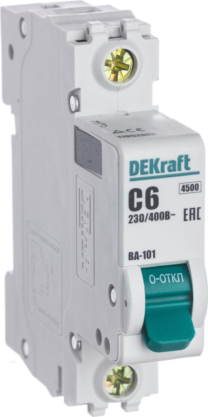 Изображение товара Автоматический выключатель DEKRAFT ВА-101 1P C6 A 4,5 кА