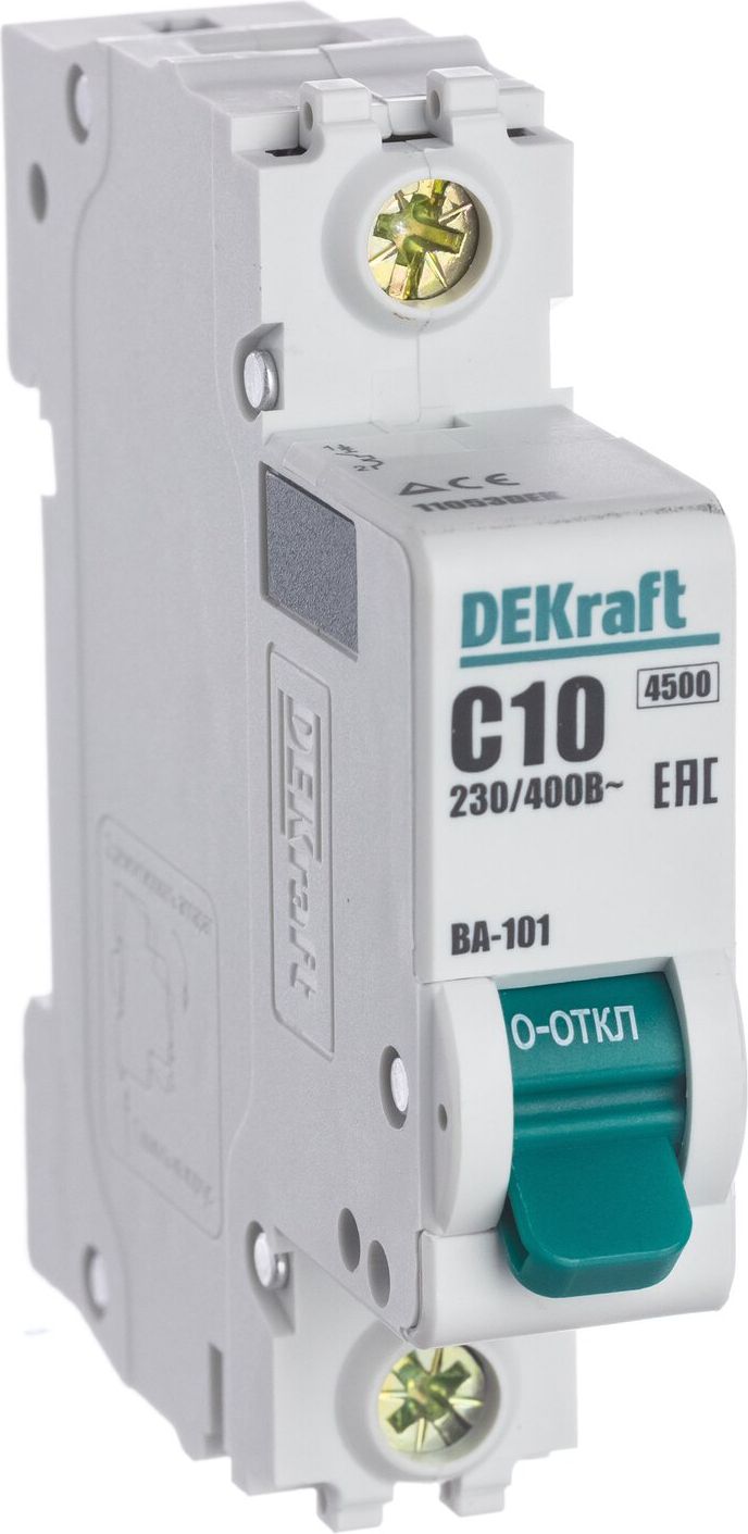 Изображение товара Автоматический выключатель DEKRAFT ВА-101 1P C10 A 4,5 кА