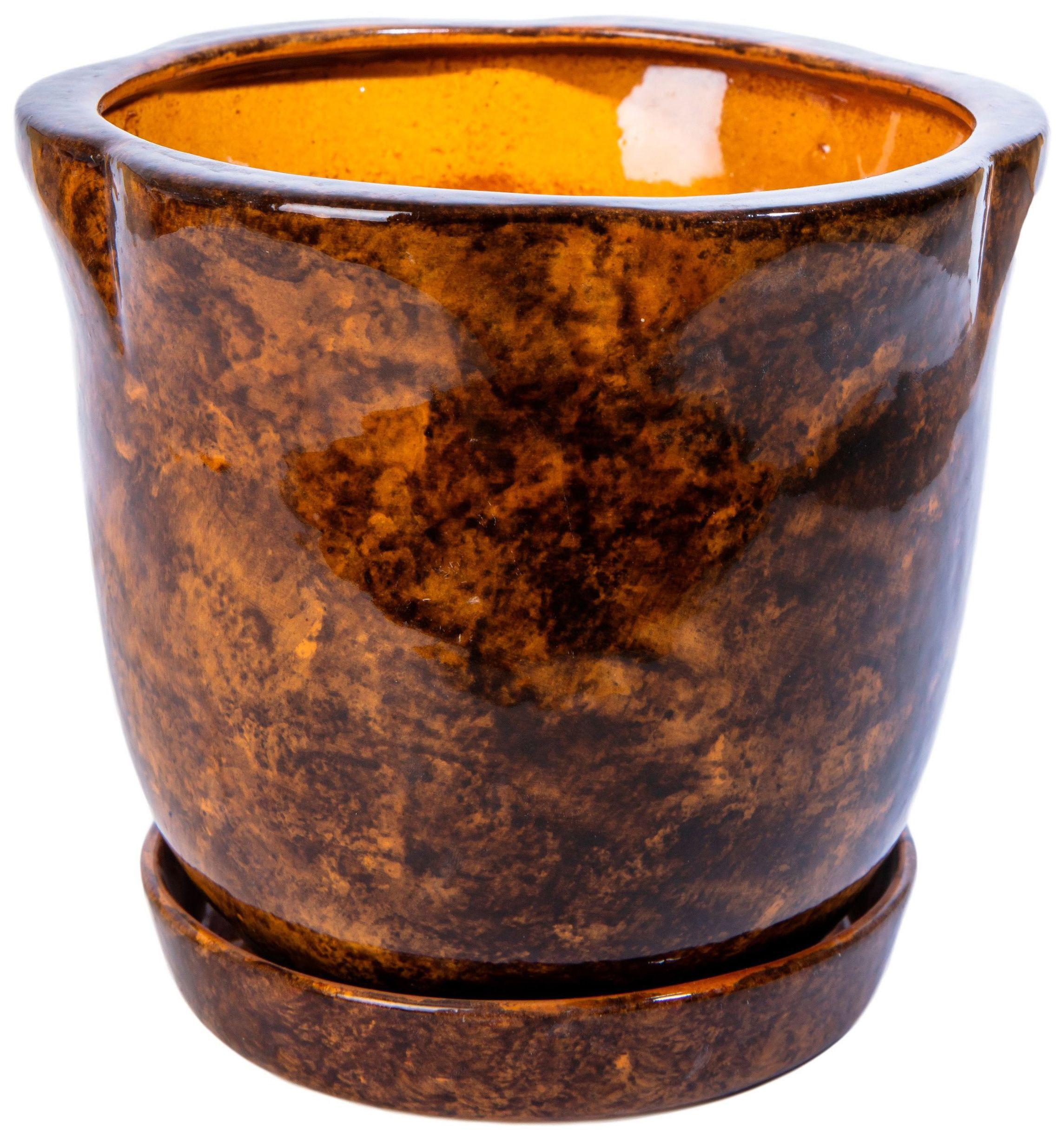 Изображение товара Керамический горшок Лилия d17 см коричневый с встроенным поддоном