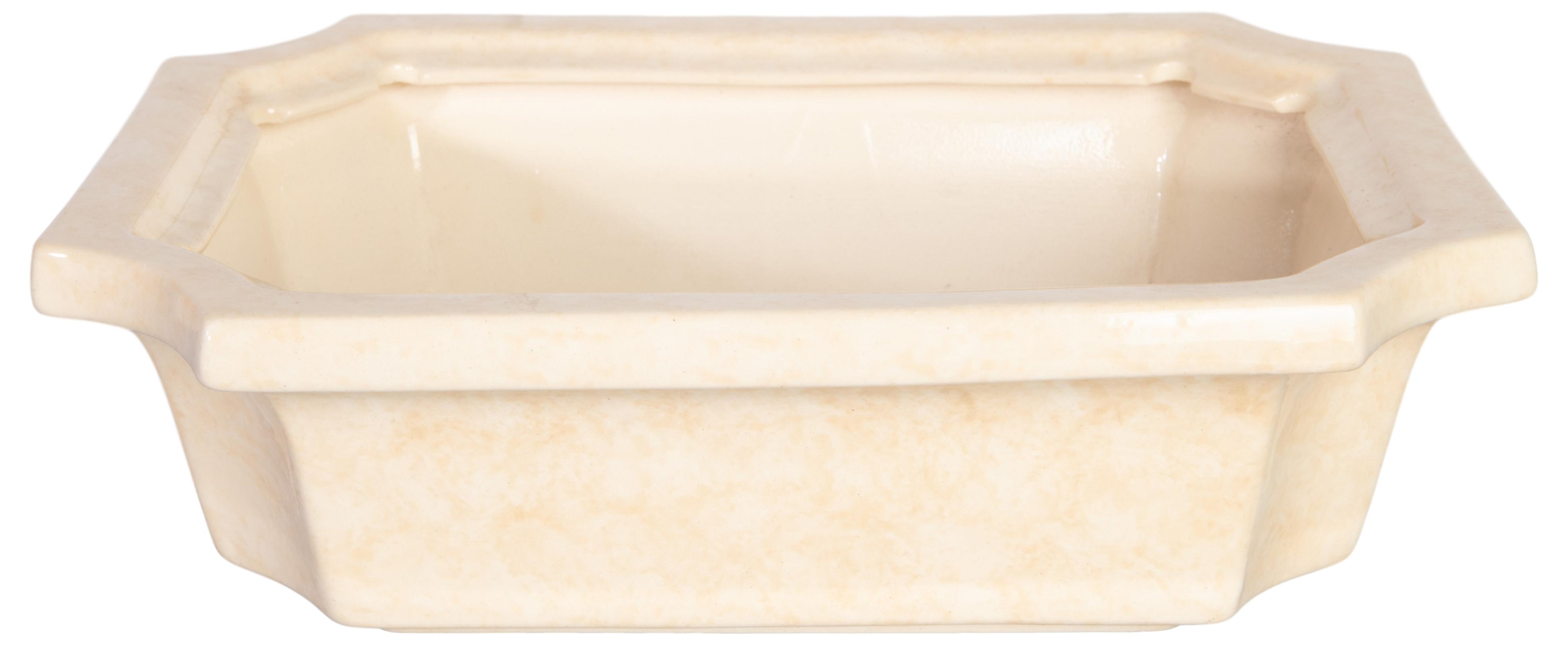 Изображение товара Керамический горшок Бонсайница 28х28х11,5 см бежевый с имитацией мрамора