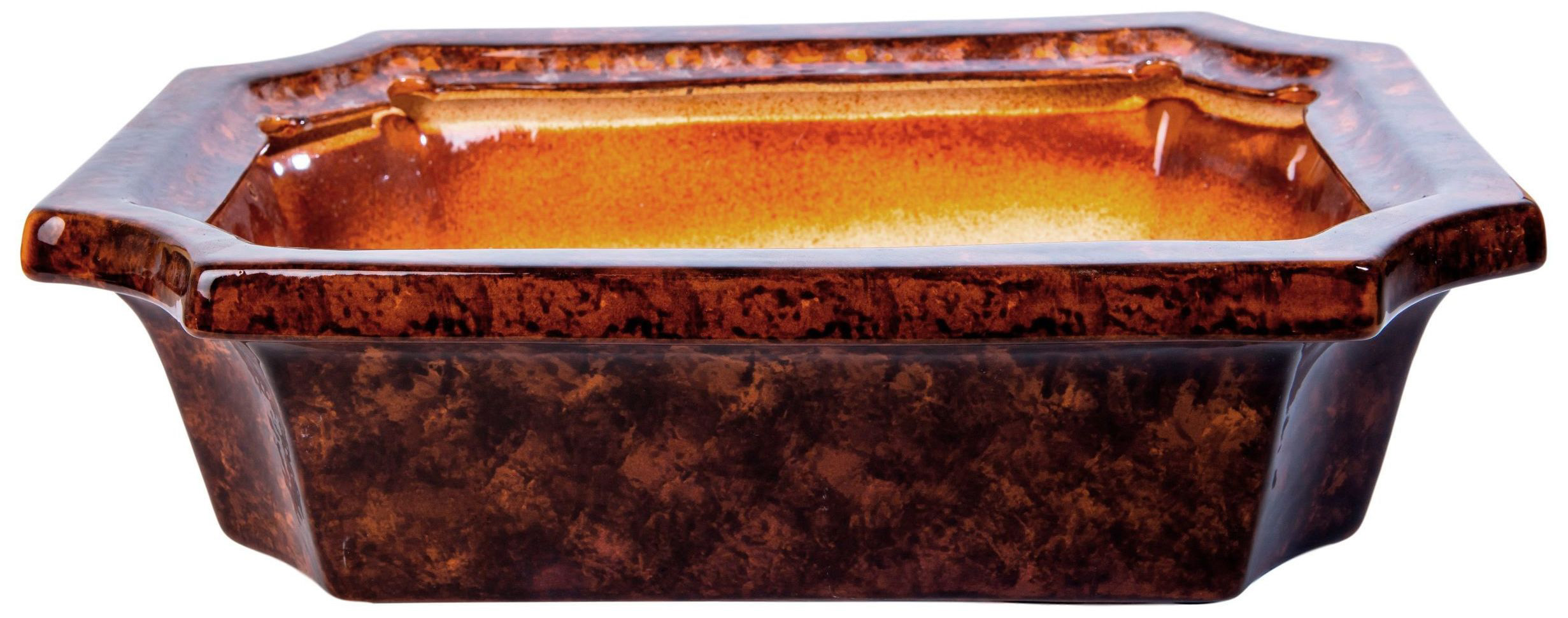 Изображение товара Керамический горшок для растений Бонсайница 28х28х11,5 см коричневый мрамор