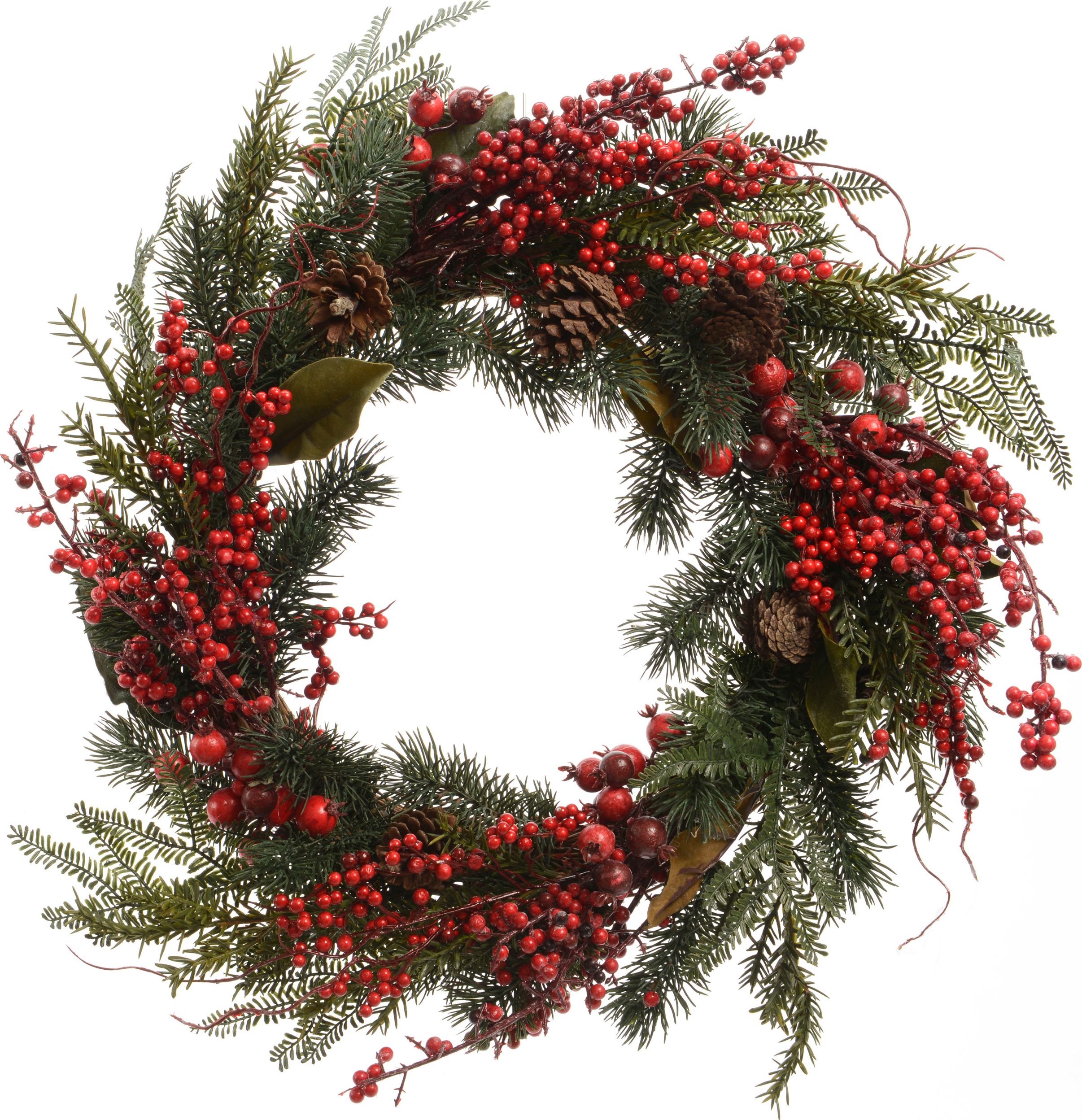 Изображение товара Венок новогодний с ягодами 60 см