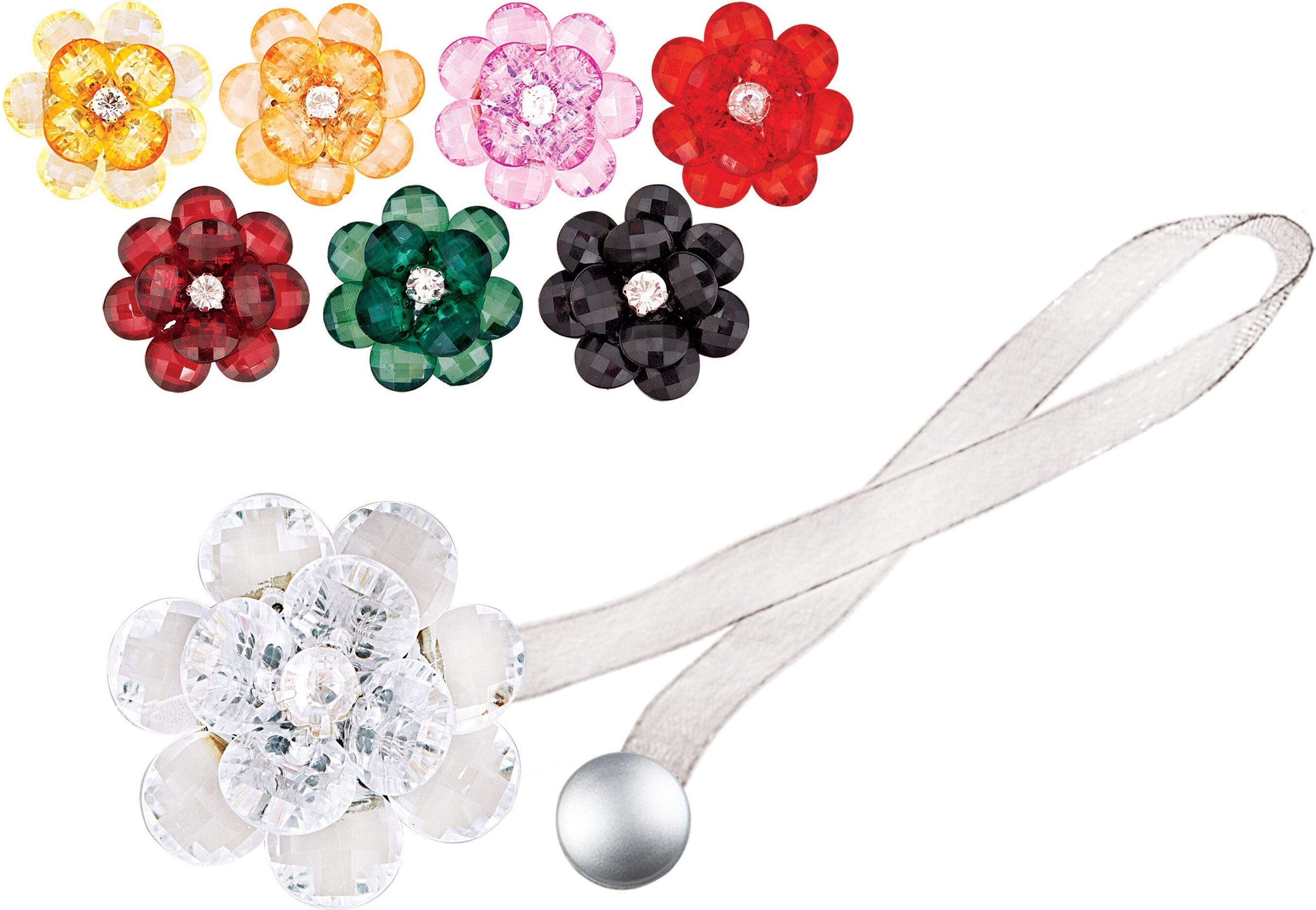 Изображение товара Клипсы магнитные для штор пластик белые 180 мм d40 цветок