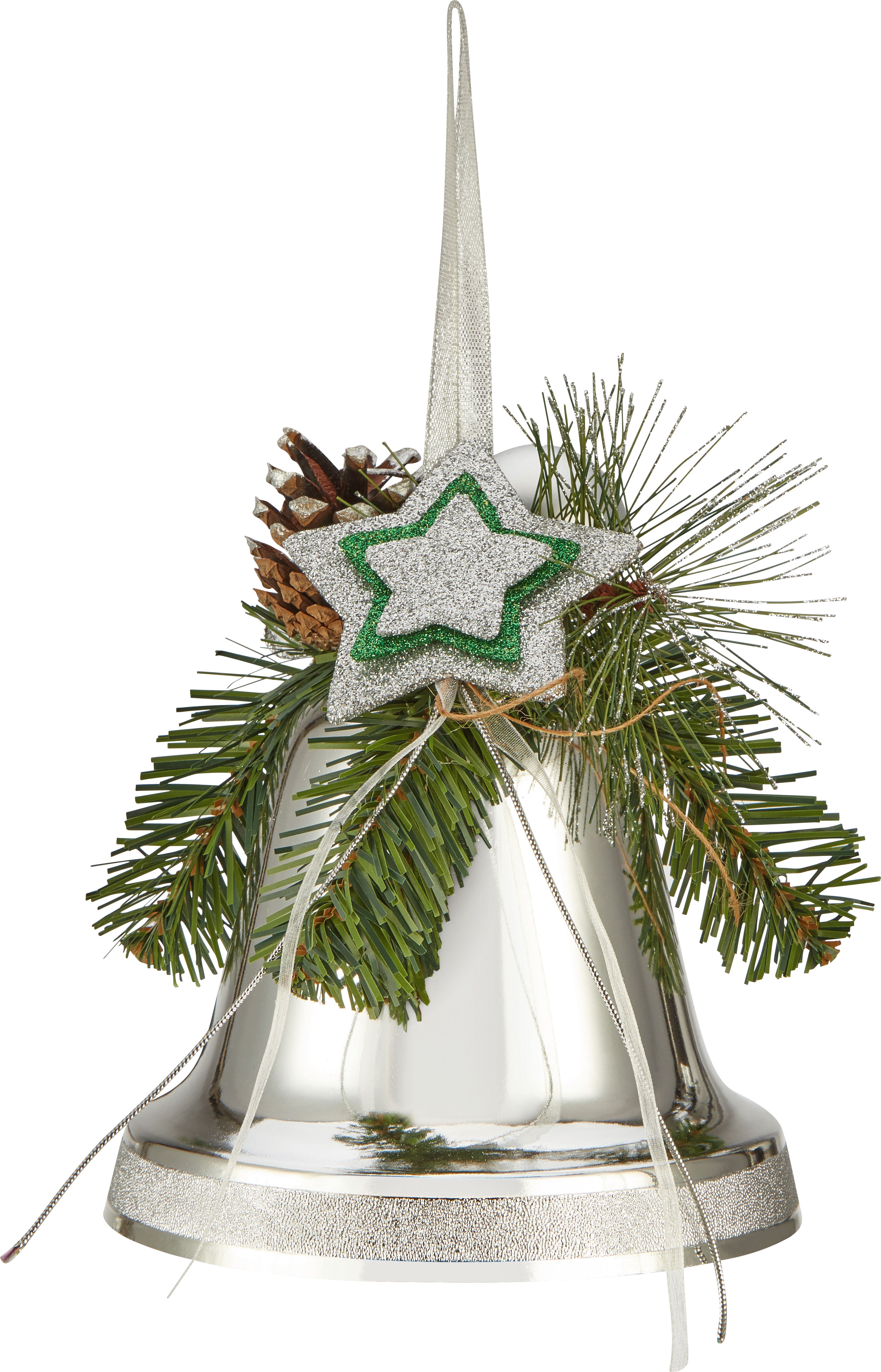 Изображение товара Ёлочная игрушка Колокольчик серебряная 20 см новогоднее украшение