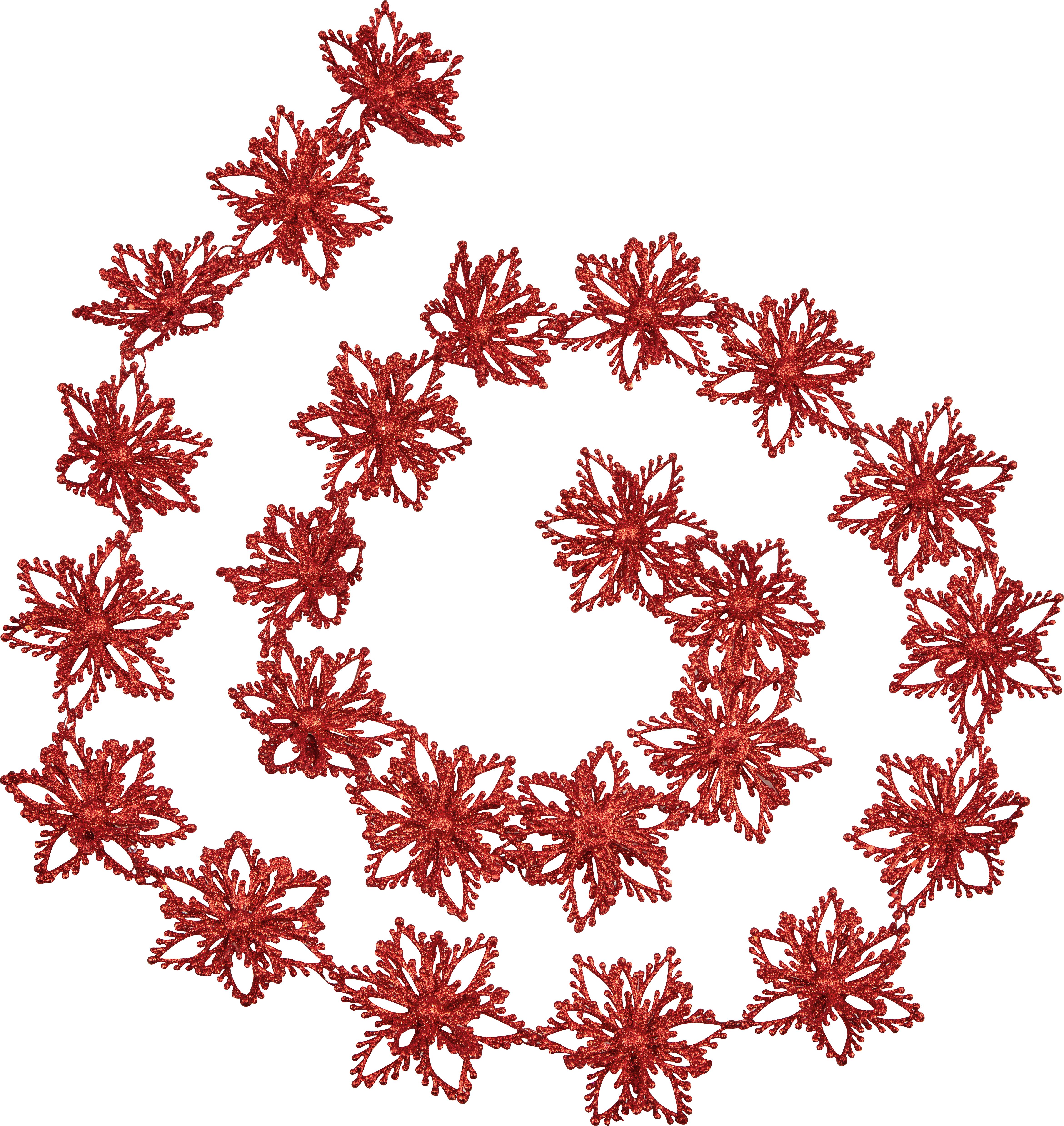 Изображение товара Гирлянда Блестящий цветок пуансеттии красная 145 см для новогоднего украшения