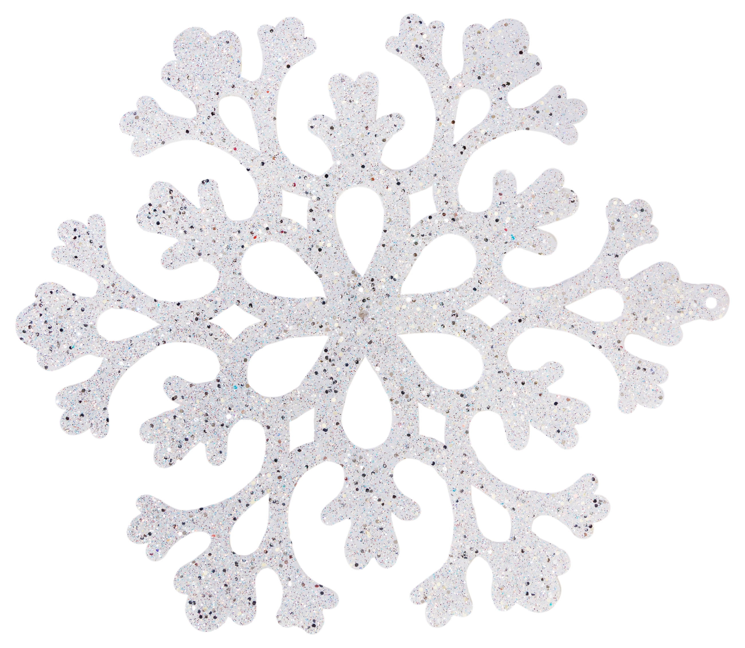 Изображение товара Ёлочная игрушка Снежинка белое 18,2 см из полистирола с блестками