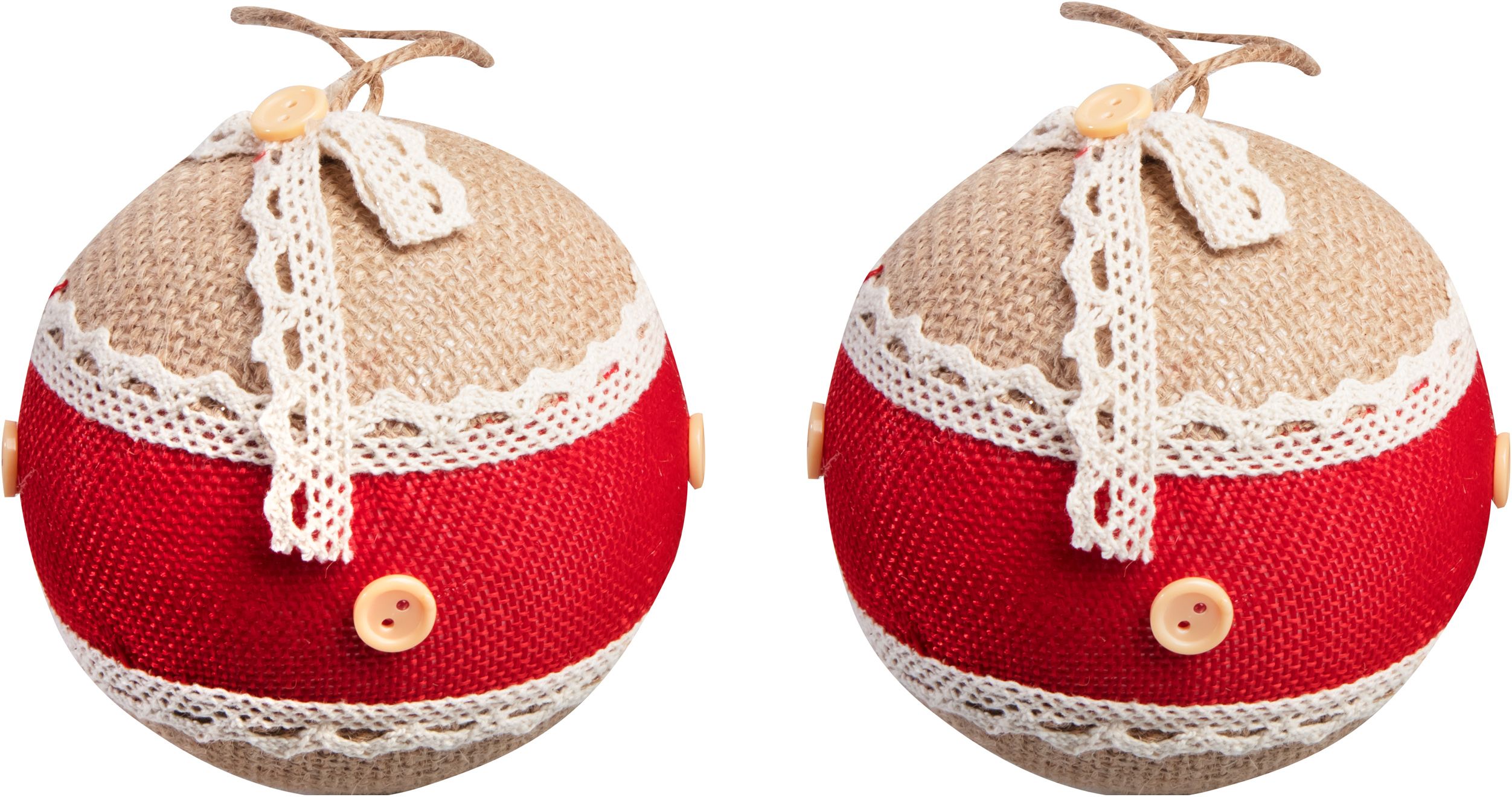 Изображение товара Набор новогодних елочных шаров 10 см с красным декором 2 шт