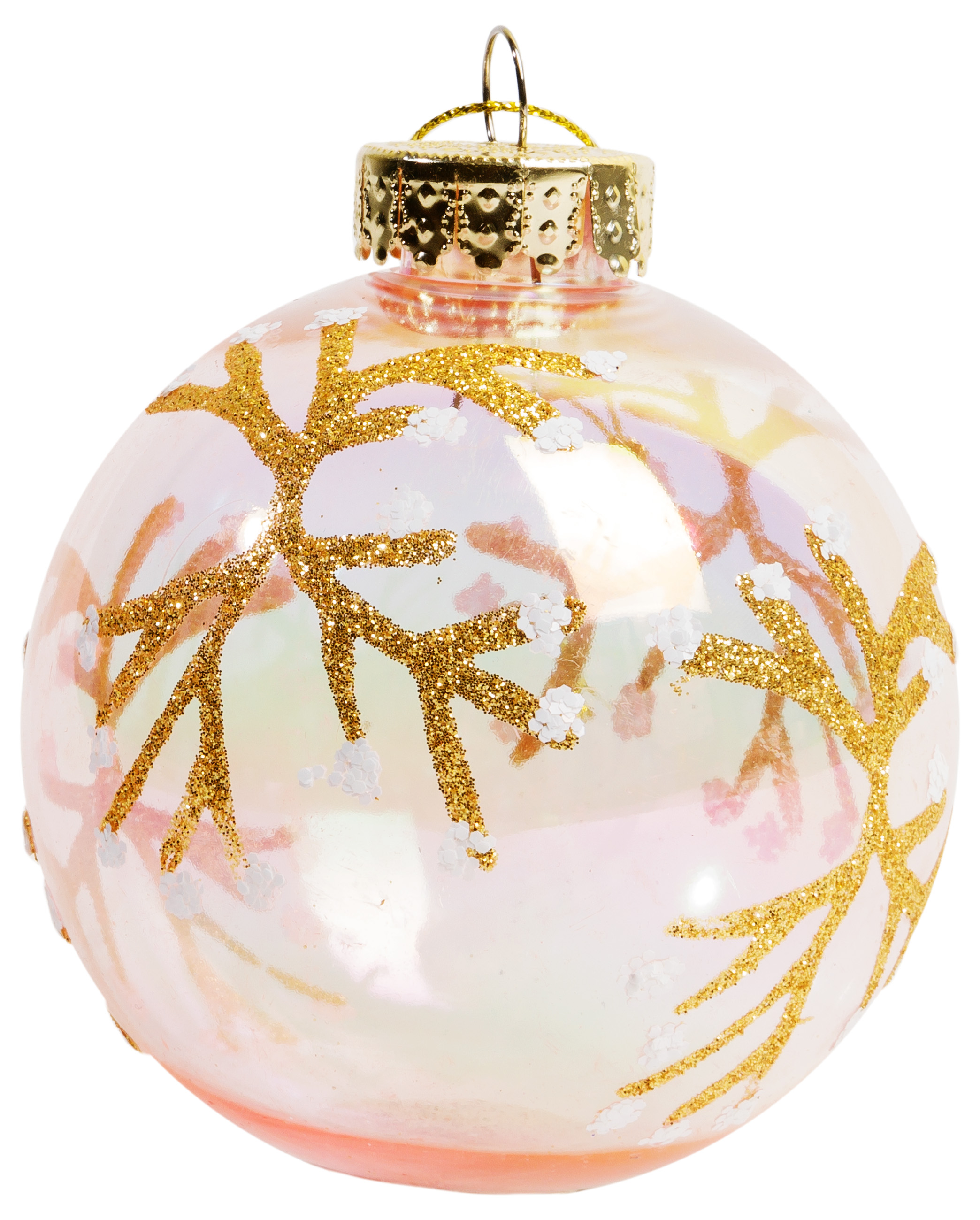 Изображение товара Новогодний шар розовый с узором 8 см