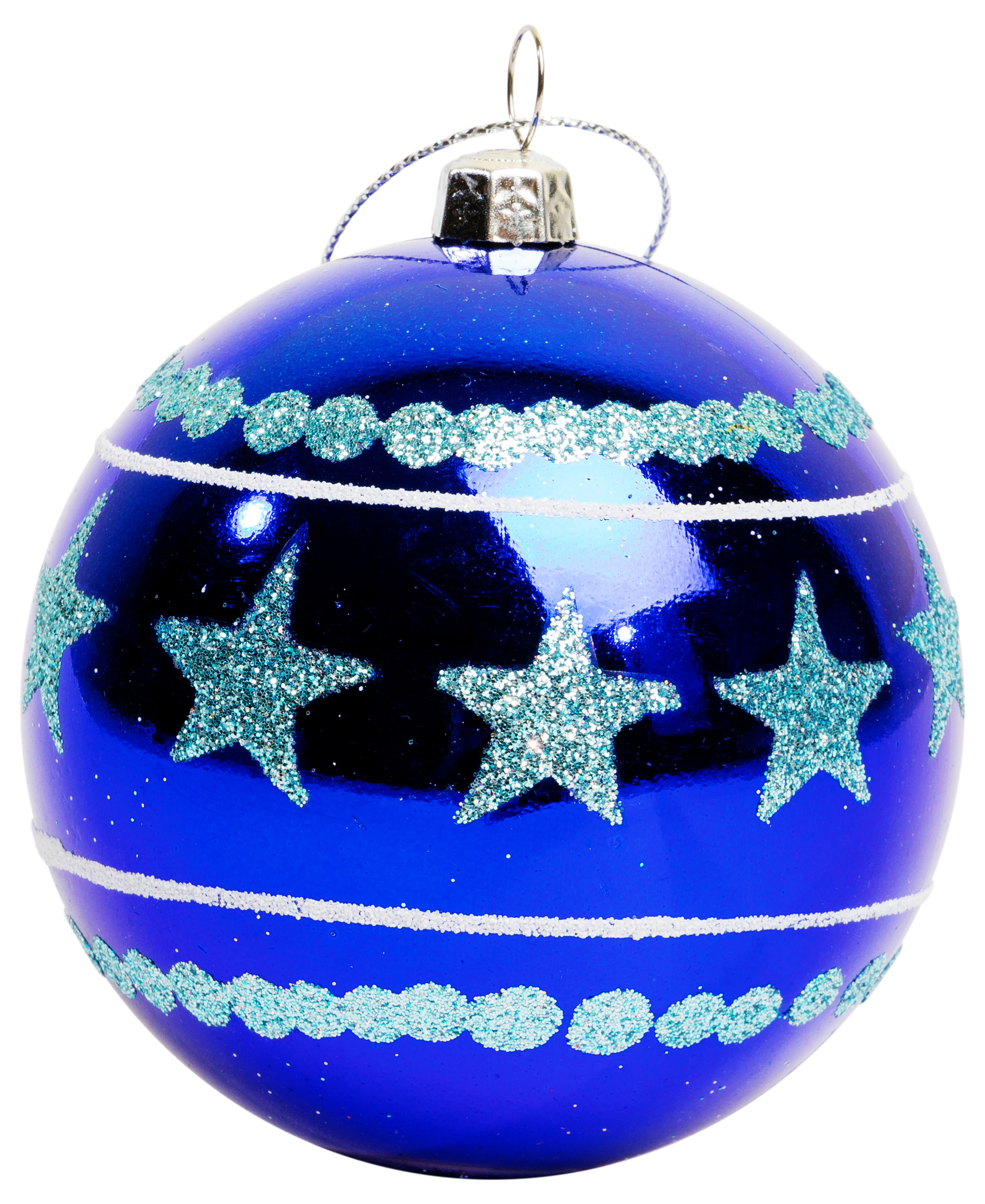 Изображение товара Новогодний шар с рисунком темно-синий 8 см