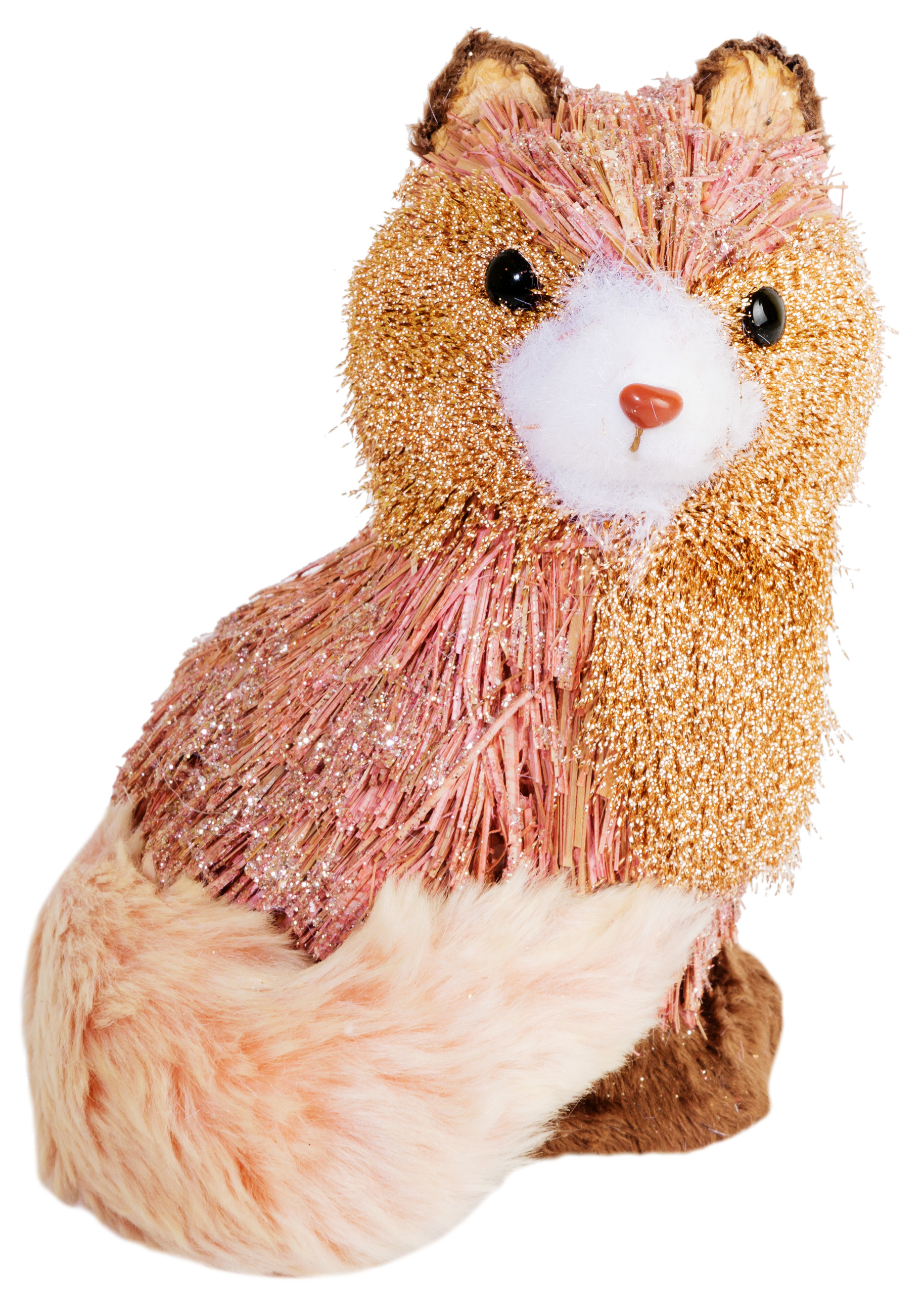 Изображение товара Мягкая игрушка Белочка розовая 14x12 см для новогоднего декора