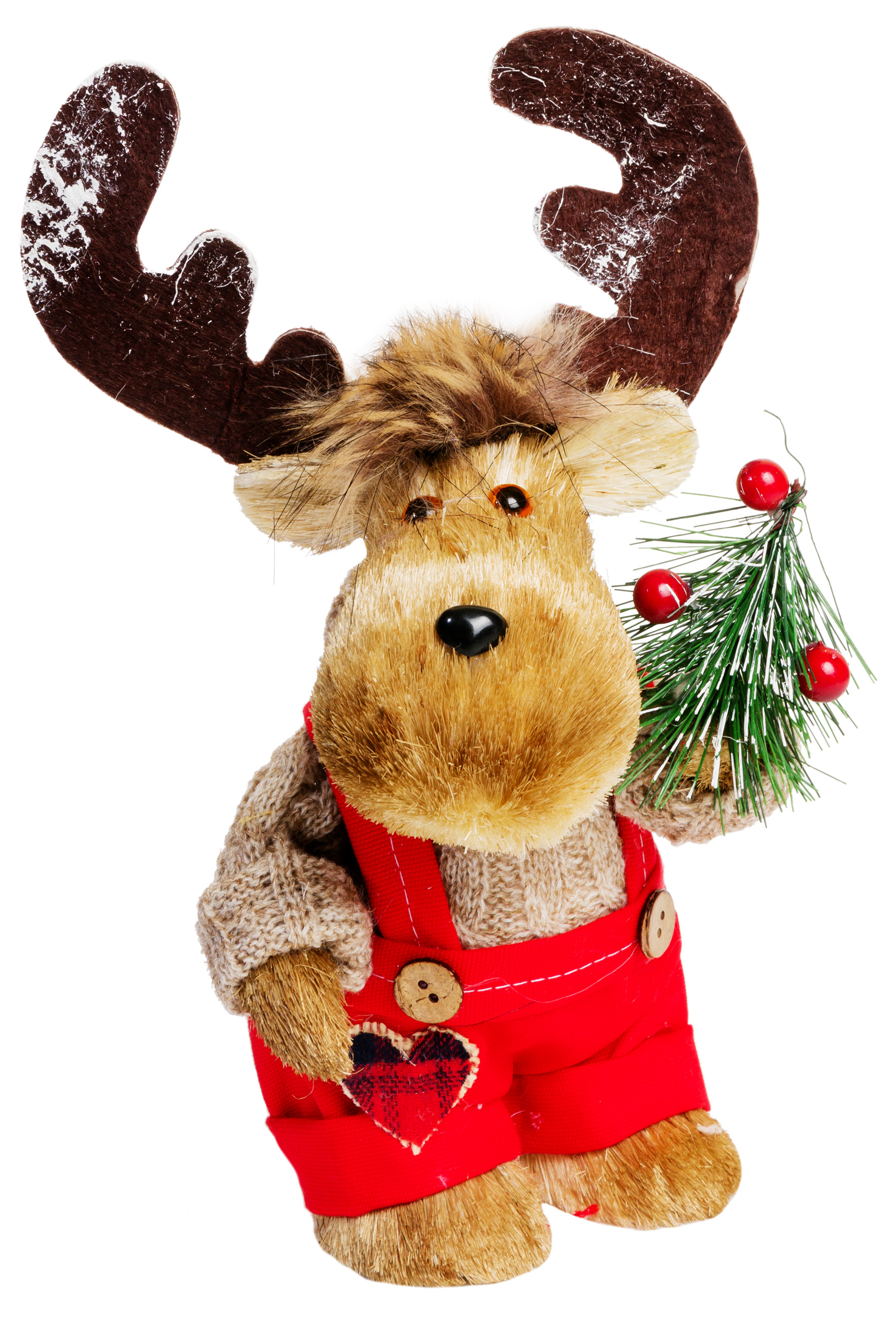 Изображение товара Мягкая новогодняя игрушка олень из соломы 24 см для декора интерьера