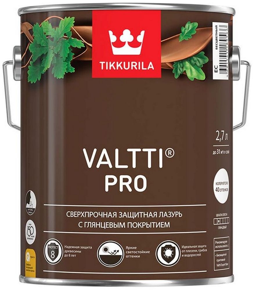 Изображение товара Лазурь защитная Tikkurila Tikkivala Valtti Pro 2,7 л глянцевая для фасадов