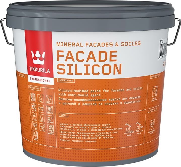 Изображение товара Краска фасадная Tikkurila Tikkivala Facade Silicon глубокоматовая 2,7 л