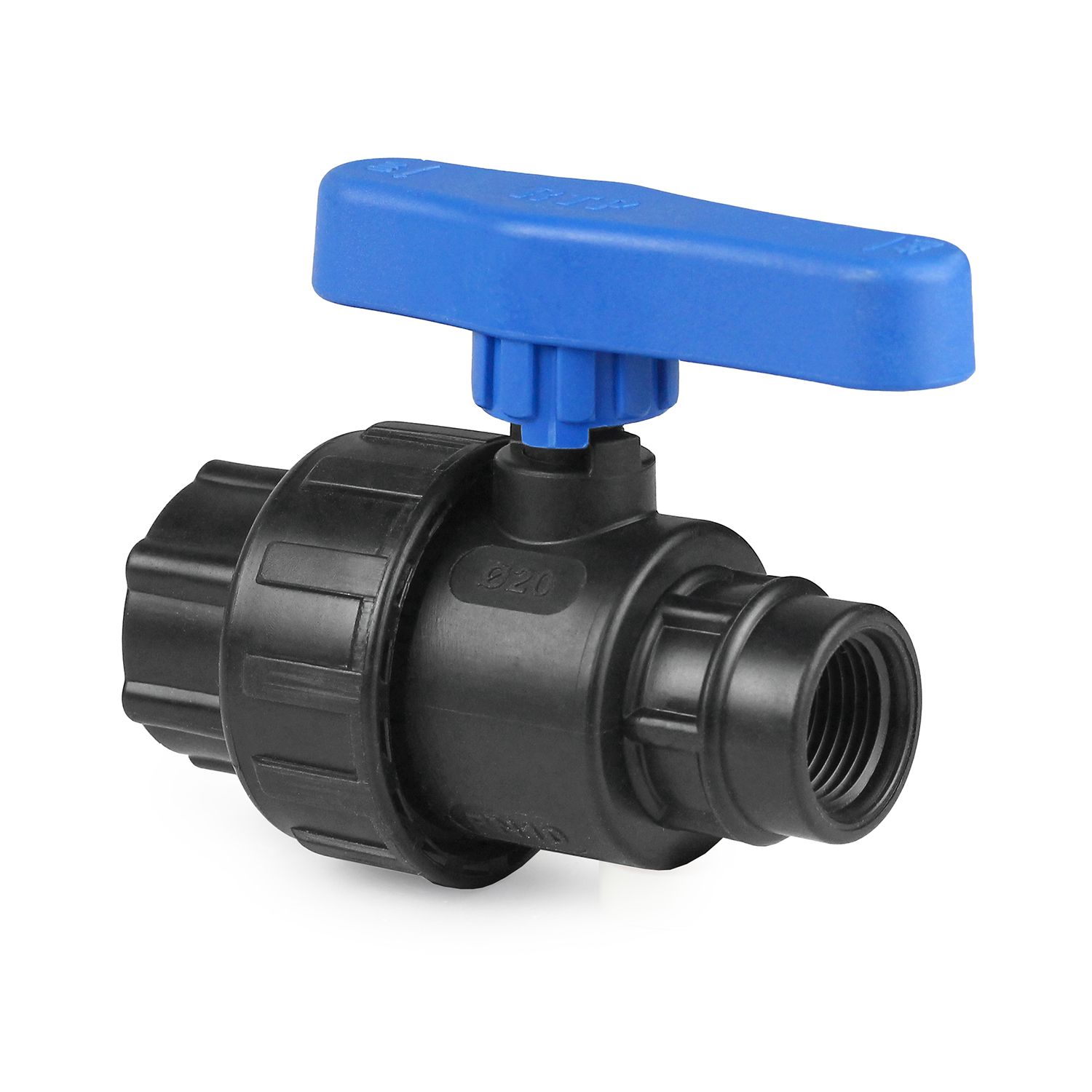 Изображение товара Кран шаровой компрессионный с внутренней резьбой 3/4"х3/4" для полиэтиленовых труб UNIO