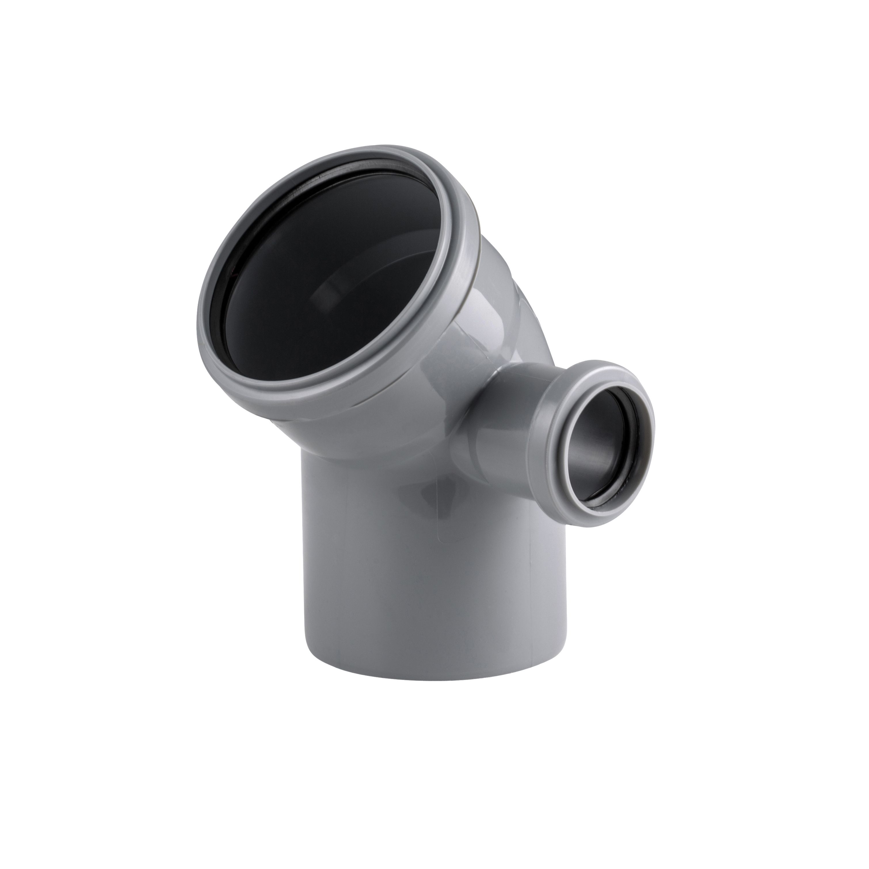 Изображение товара Отвод правый ВК ПП 110/50х45 серый RTP для канализации 2 выхода