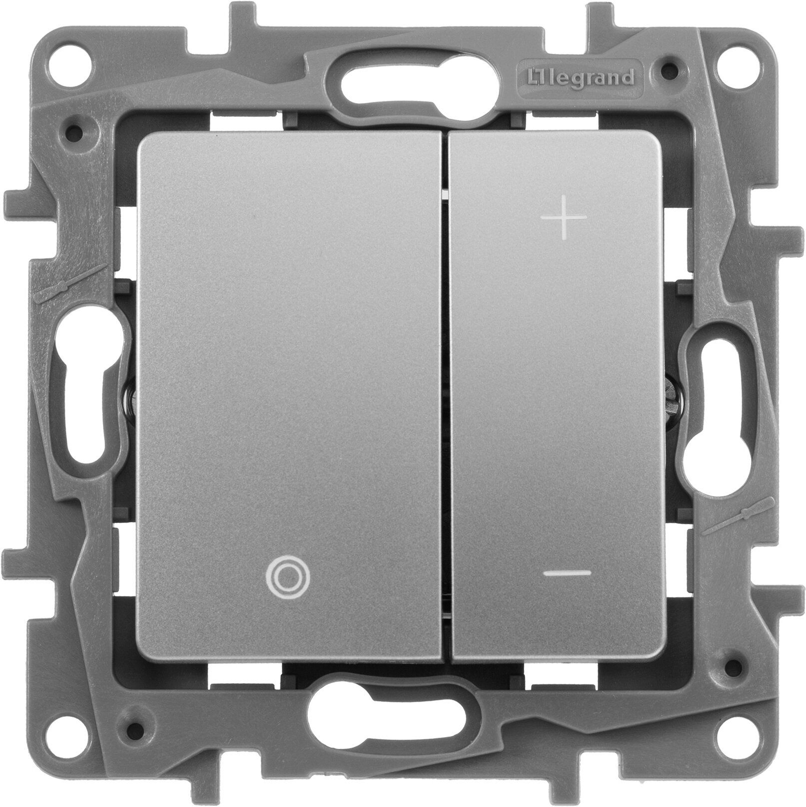 Изображение товара Выключатель с диммером 2 клавиши Legrand Etika алюминий