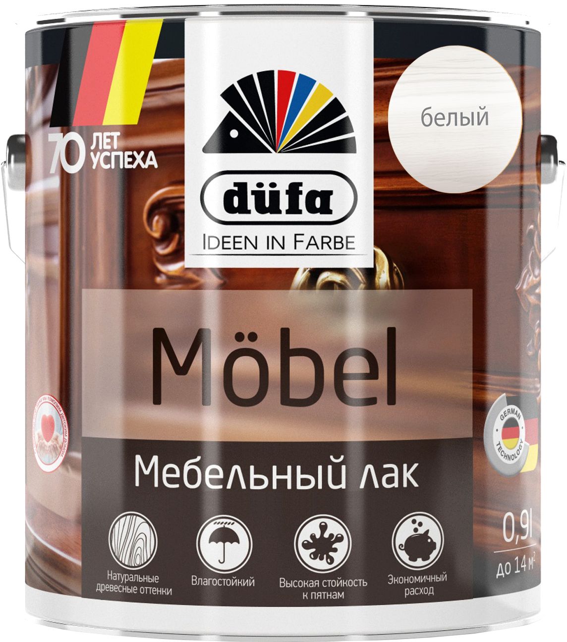 Изображение товара Лак мебельный dufa Mobel белый глянцевый 0,9 л