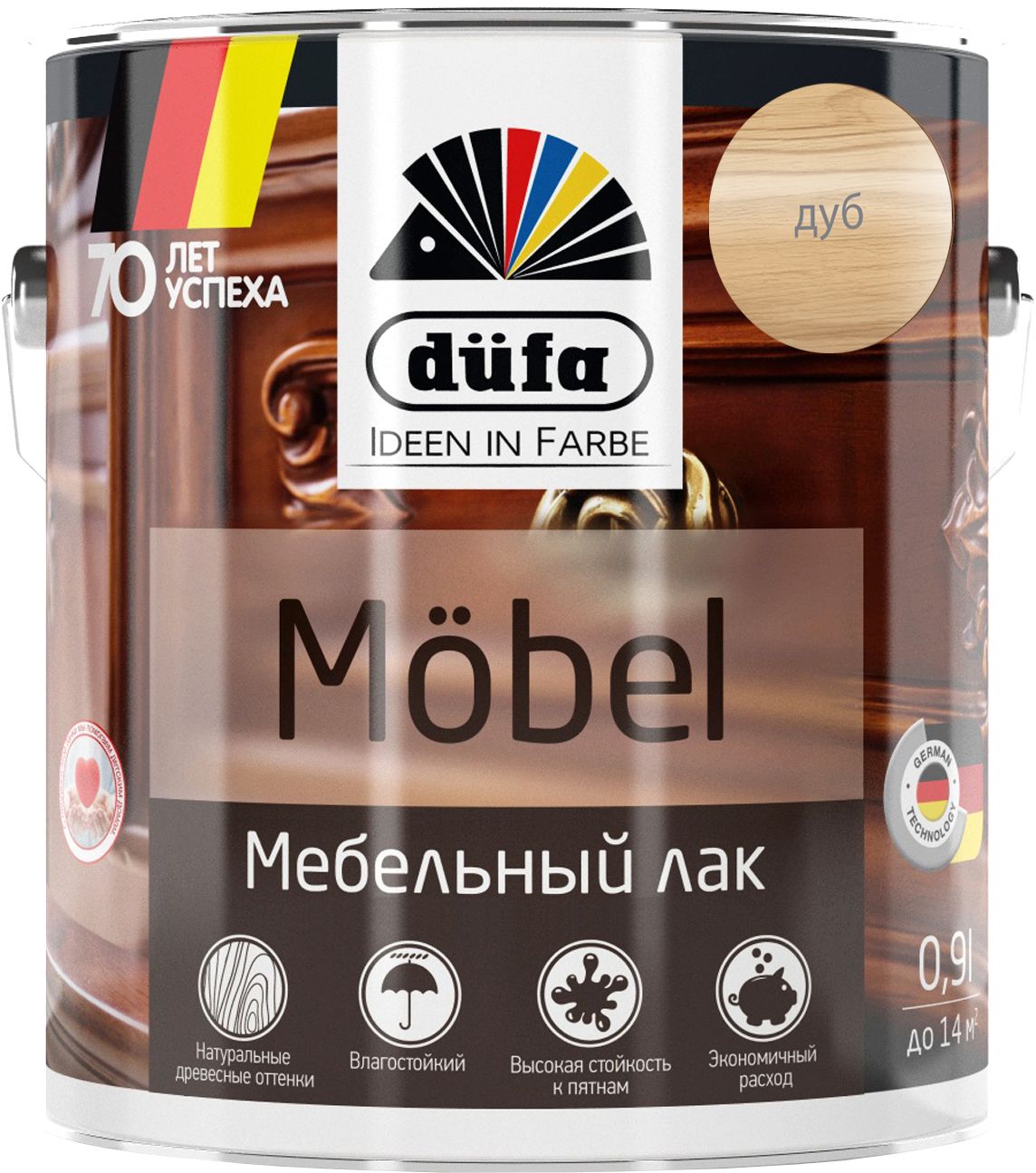 Изображение товара Лак мебельный dufa Mobel дуб глянцевый 0,9 л