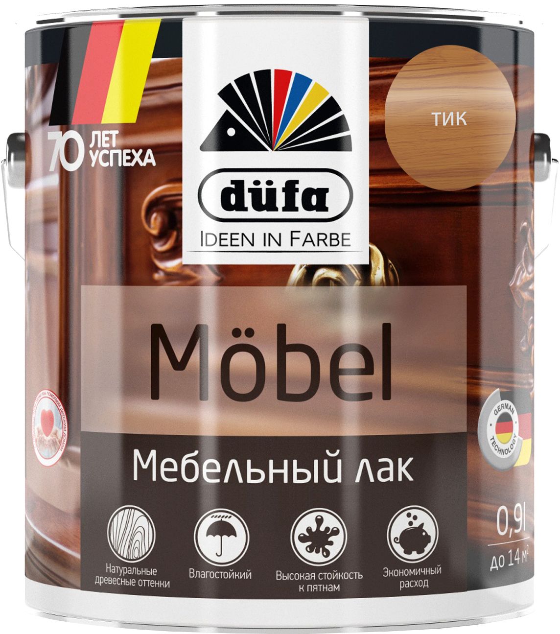 Изображение товара Мебельный лак dufa Mobel тик глянцевый 0,9 л для деревянных поверхностей