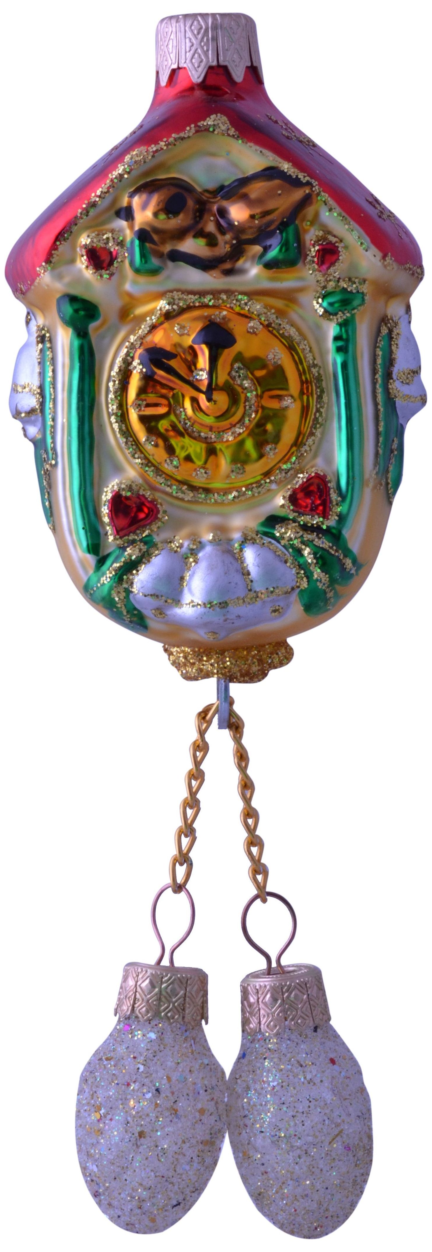 Изображение товара Ёлочная игрушка Часы с шишками многоцветный 22x5 см стекло ручная роспись