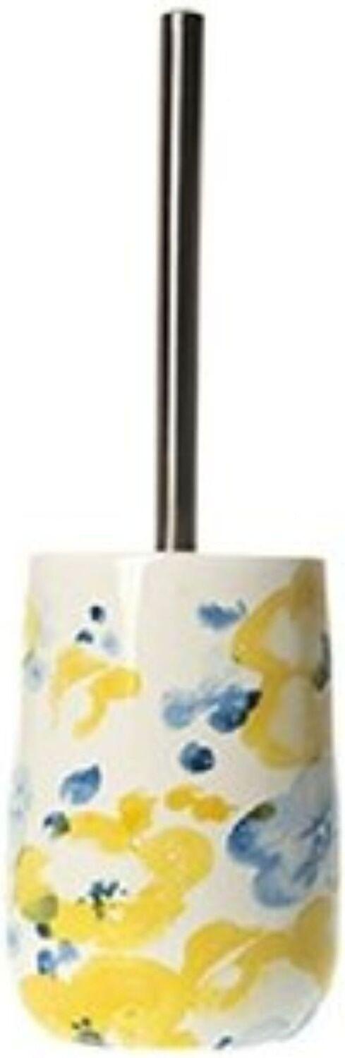 Изображение товара Ерш туалетный бело-желтый из керамики с растительным орнаментом