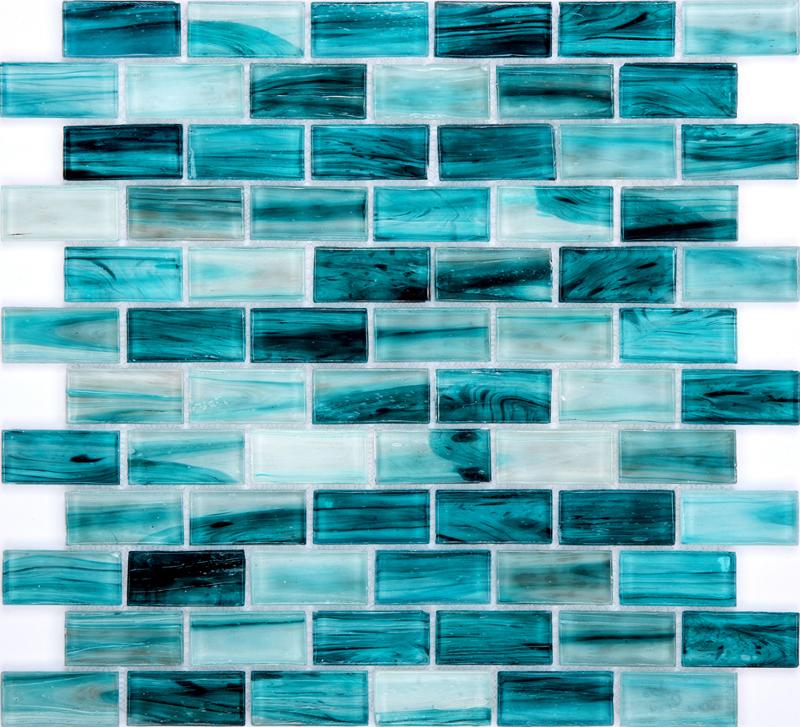 Изображение товара Стеклянная мозаика сине-голубая 30х30 см