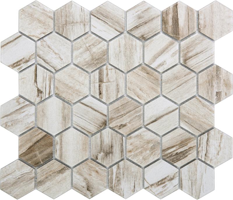 Изображение товара Мозаика керамическая гекс. серого цвета 28,2x32,5 см для внутренней отделки
