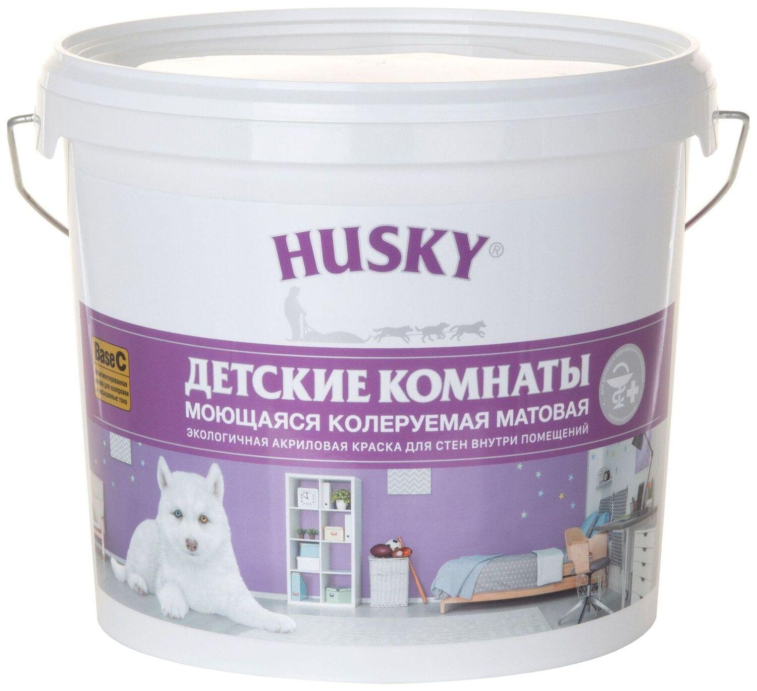 Изображение товара Краска интерьерная HUSKY матовая база C 5 л моющаяся для стен и потолков