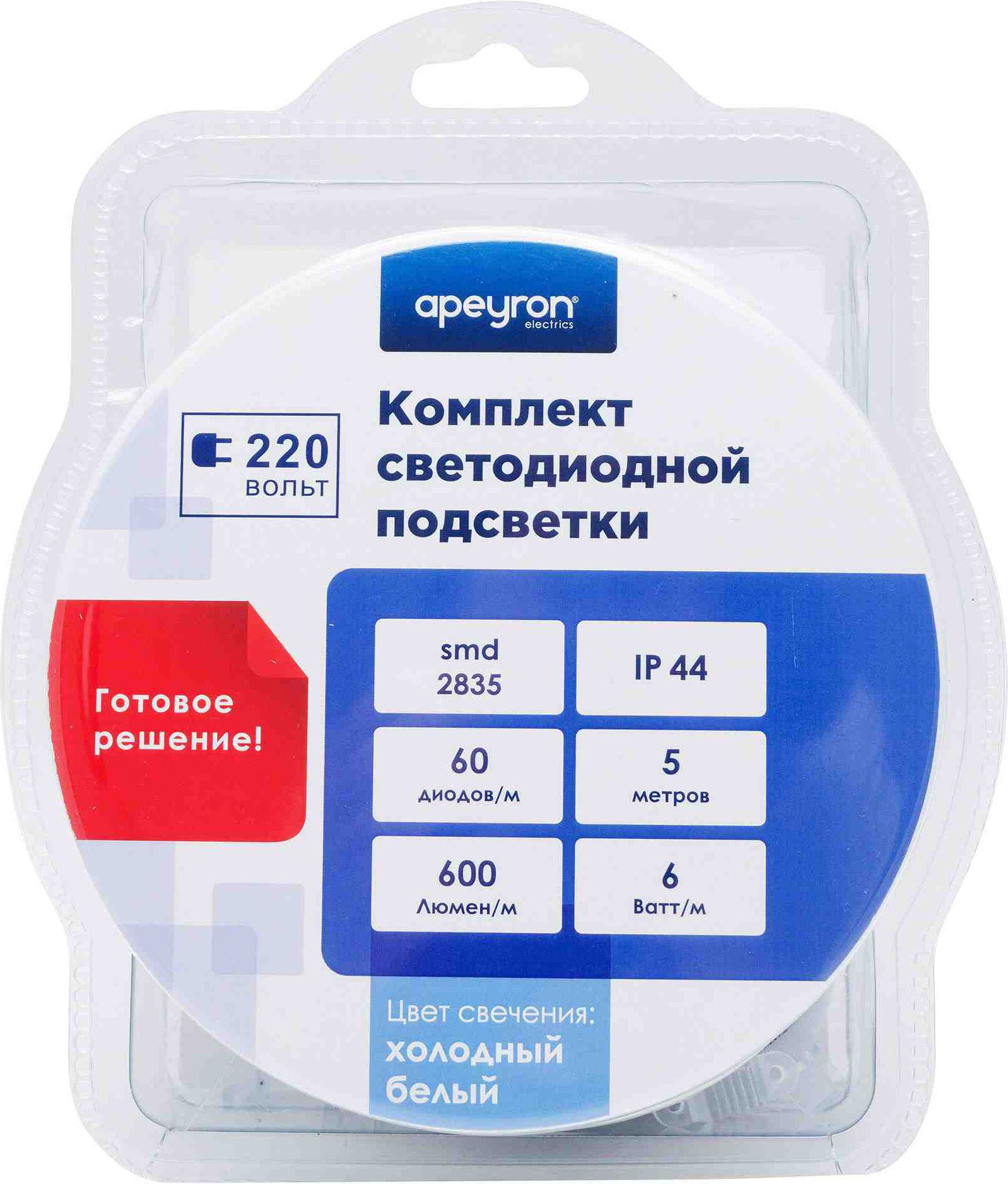 Изображение товара Светодиодная лента Apeyron Electrics SMD 2835 60LED IP44 220В 5м