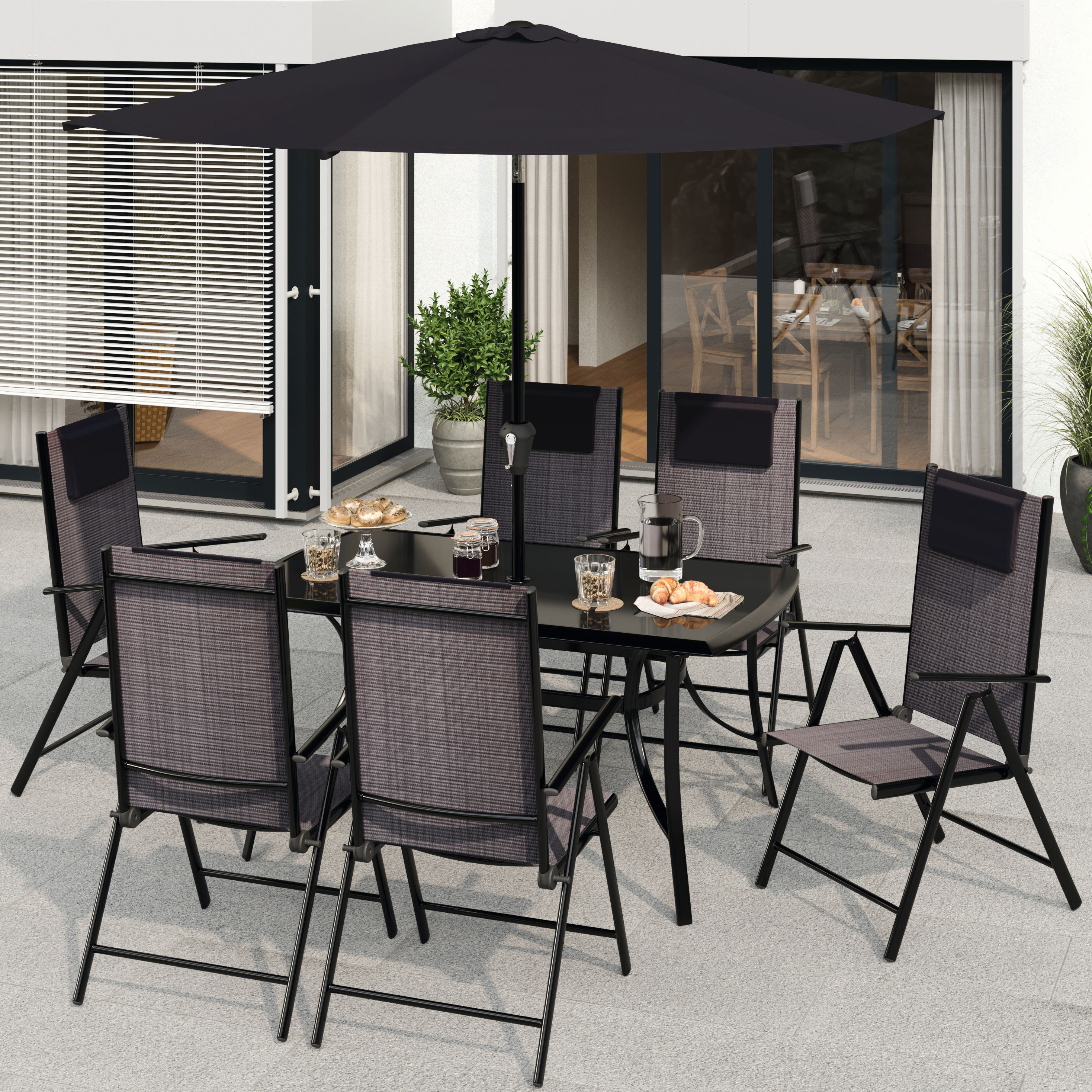 Изображение товара Набор садовой мебели Travessa текстилен 6 кресел стол и зонт