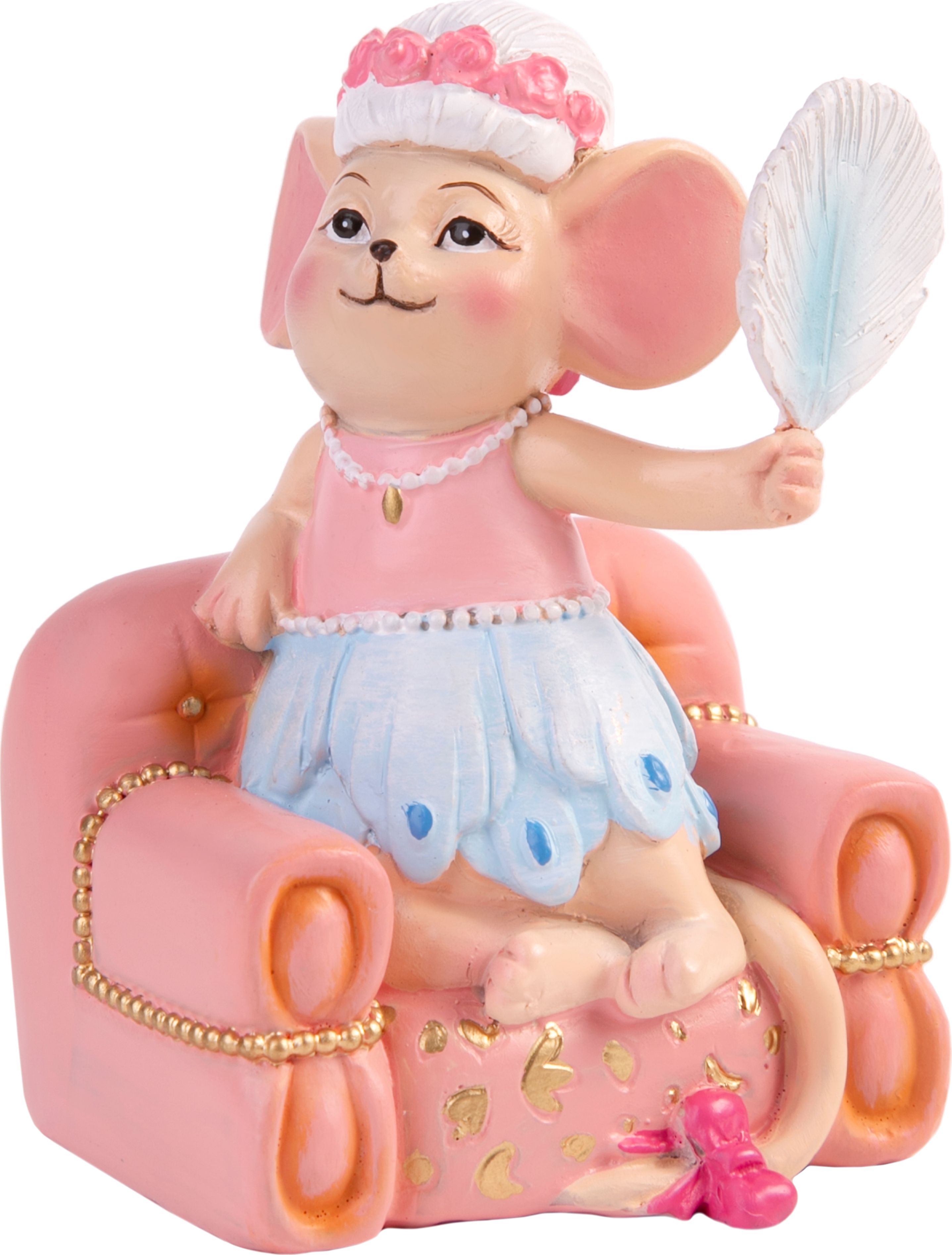 Изображение товара Фигурка Леди-мышонок на пуфик розовая 9,5х7 см