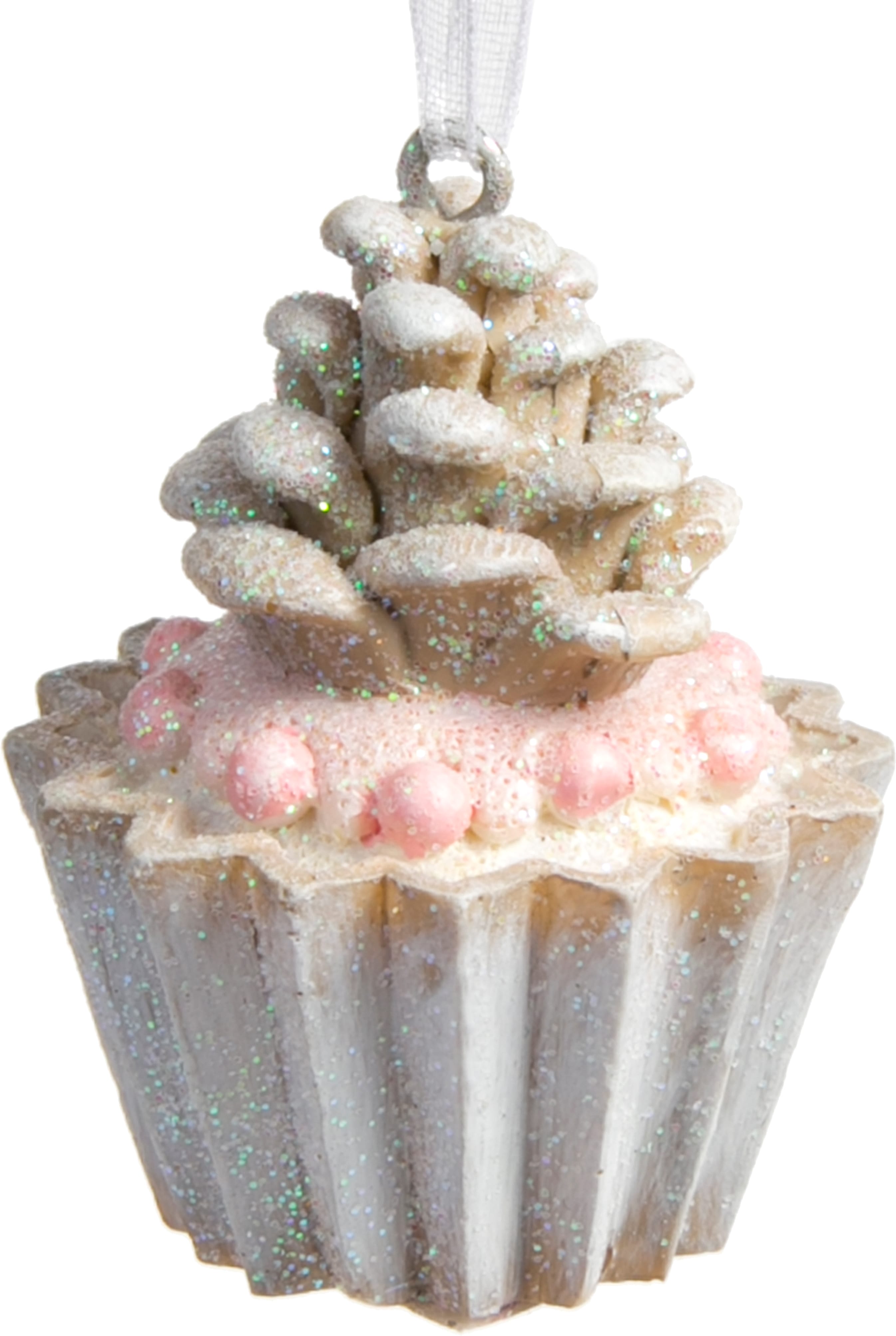 Изображение товара Ёлочная игрушка Зефирки Кексик белая 5х3,5 см для новогодней елки и декора