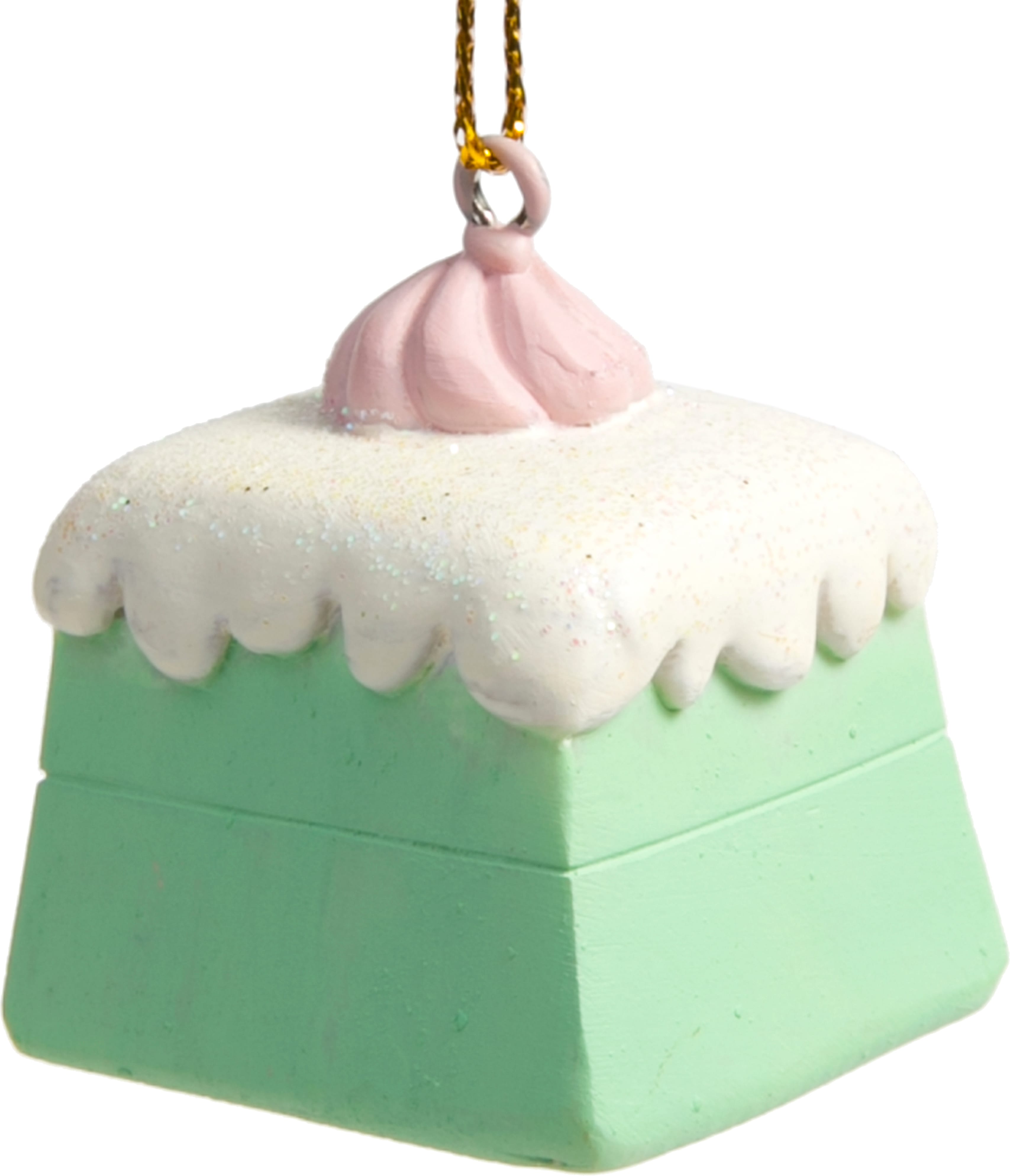 Изображение товара Ёлочная игрушка Зефирки Маленький тортик зеленая 4x3,5 см праздничное украшение