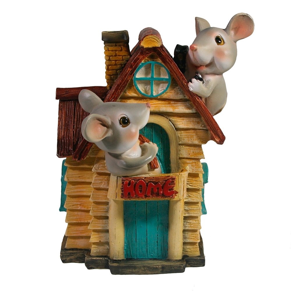 Изображение товара Копилка Мыши в доме серая/бежевая 16 см купить недорого