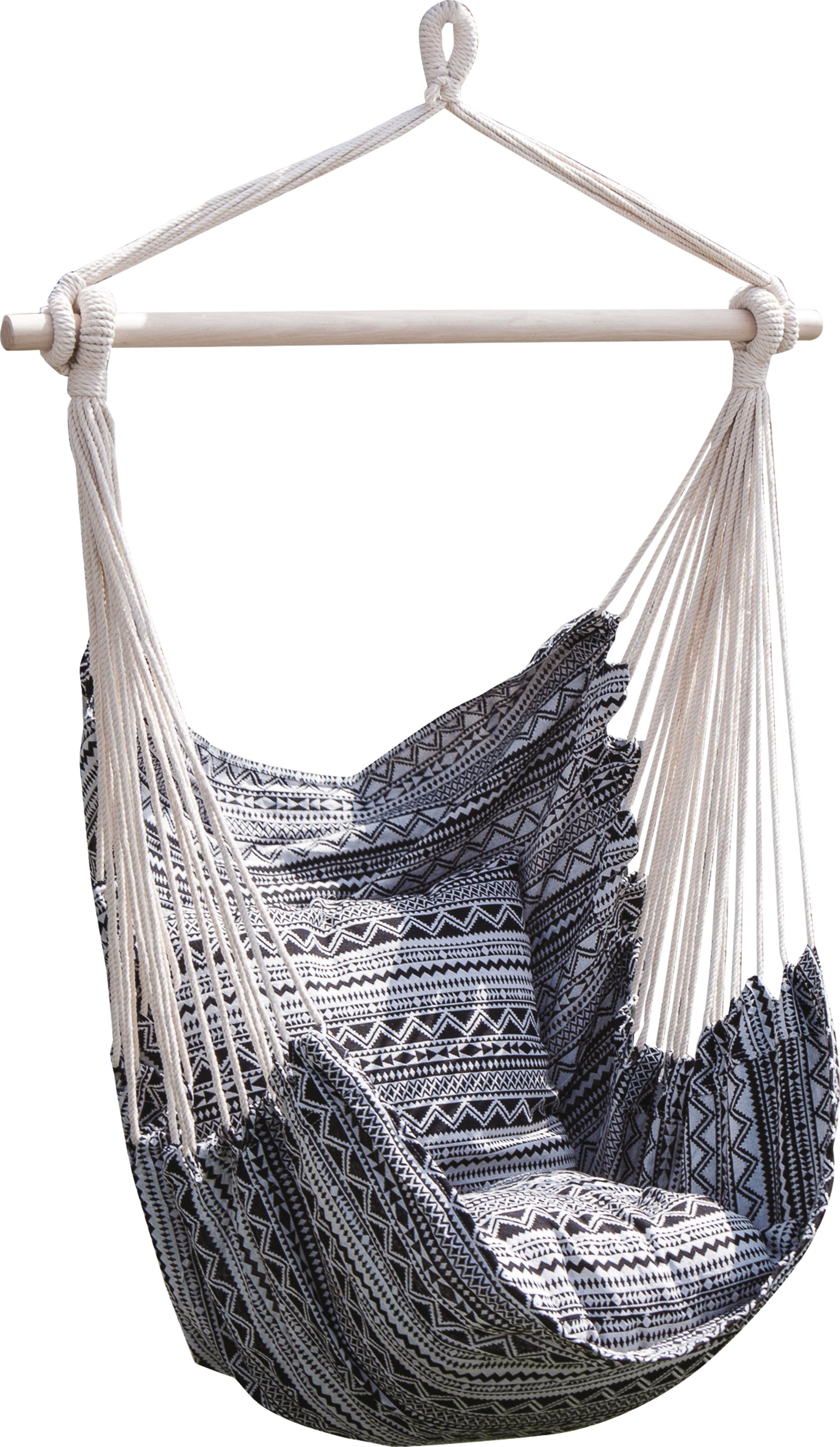 Изображение товара Подвесное кресло Lytton черно-белое из поликоттона для наружного и внутреннего использования