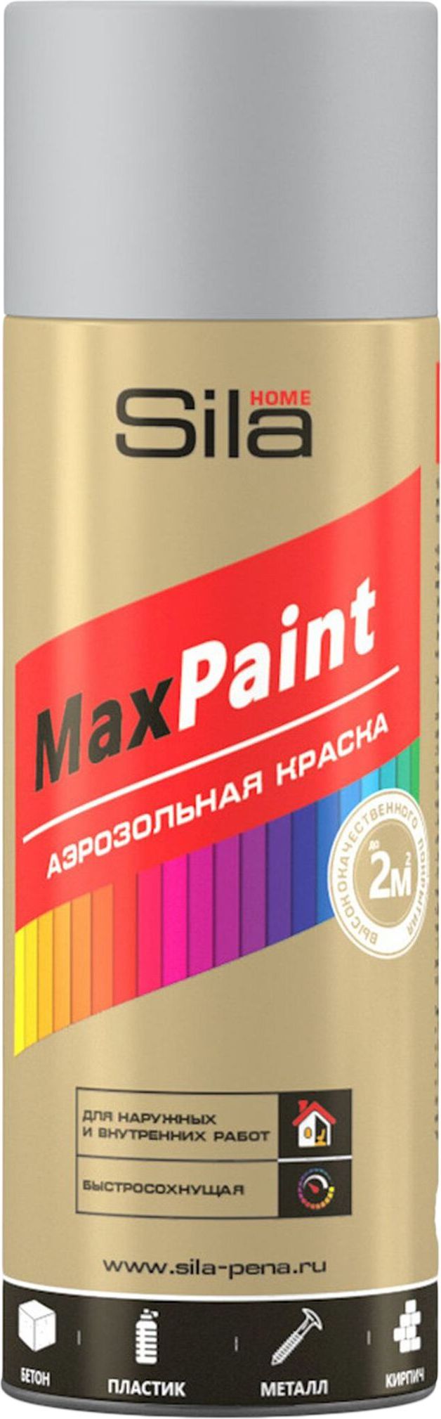 Изображение товара Эмаль аэрозольная Sila Home Paint светло-серая глянцевая 520 мл