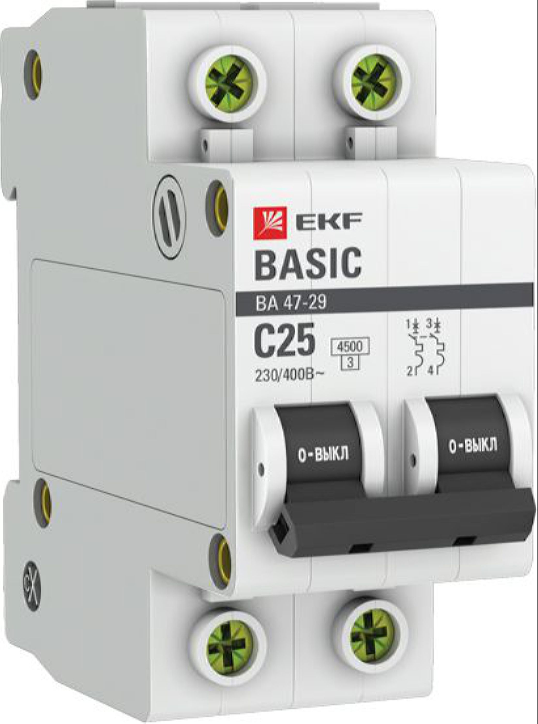 Изображение товара Автоматический выключатель EKF Basic BA 47-29 2P C 25A 4,5кА