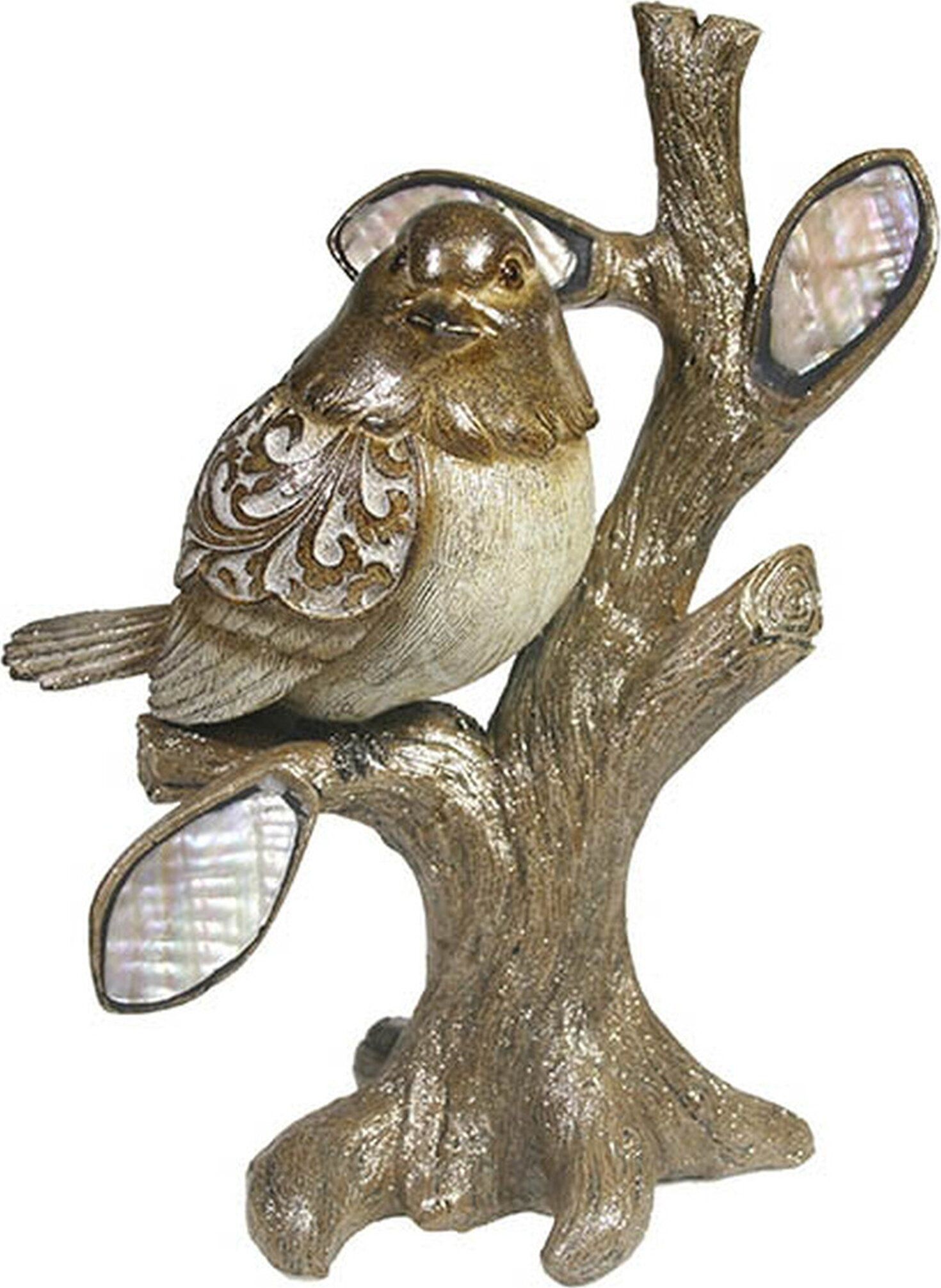 Изображение товара Декоративная фигурка Птичка на ветке золотая 20,5х8 см