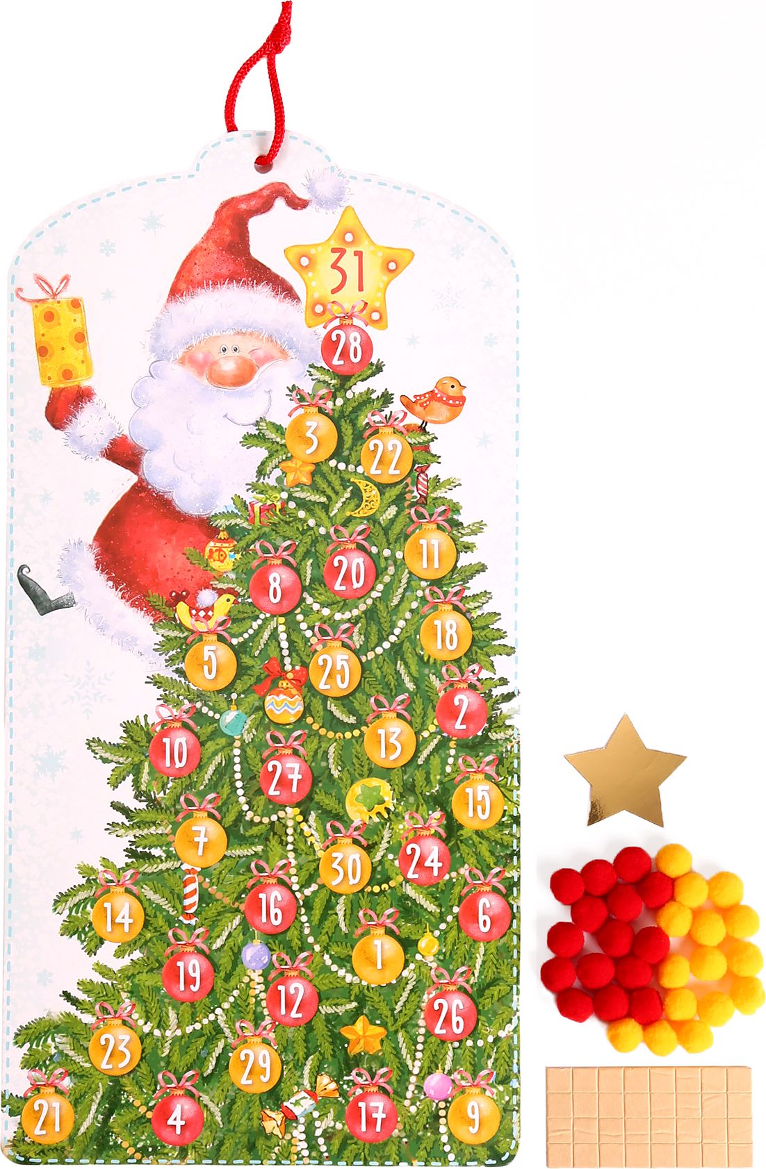 Изображение товара Набор для творчества Сделай Сам Елка-календарь Дед Мороз 21х46,5х1 см
