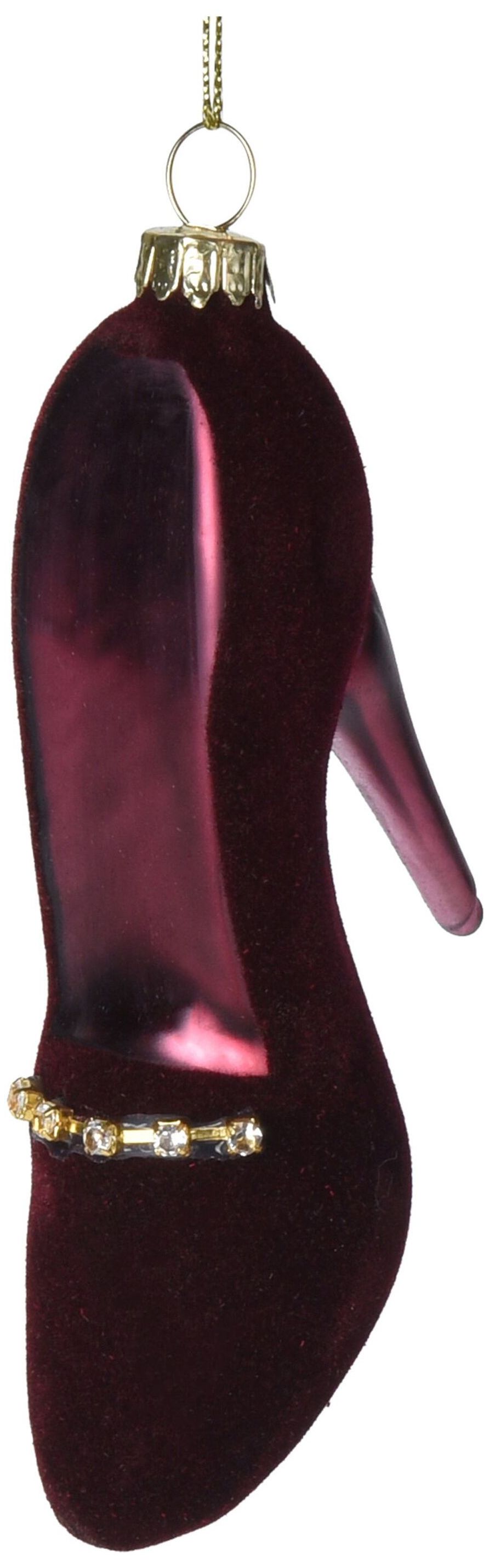 Изображение товара Ёлочная игрушка Туфелька фиолетовая 11 см стекло праздничное украшение