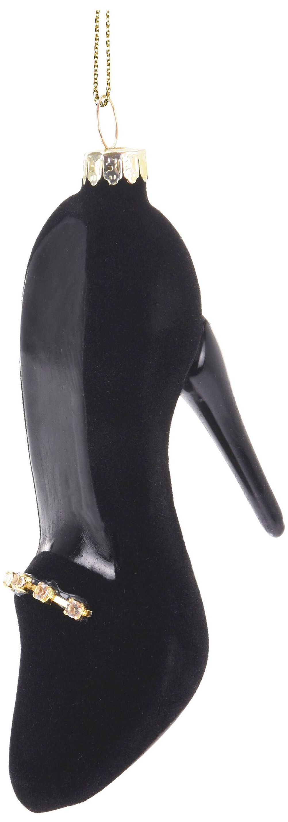 Изображение товара Ёлочная игрушка туфелька черная 11 см стекло праздничное украшение