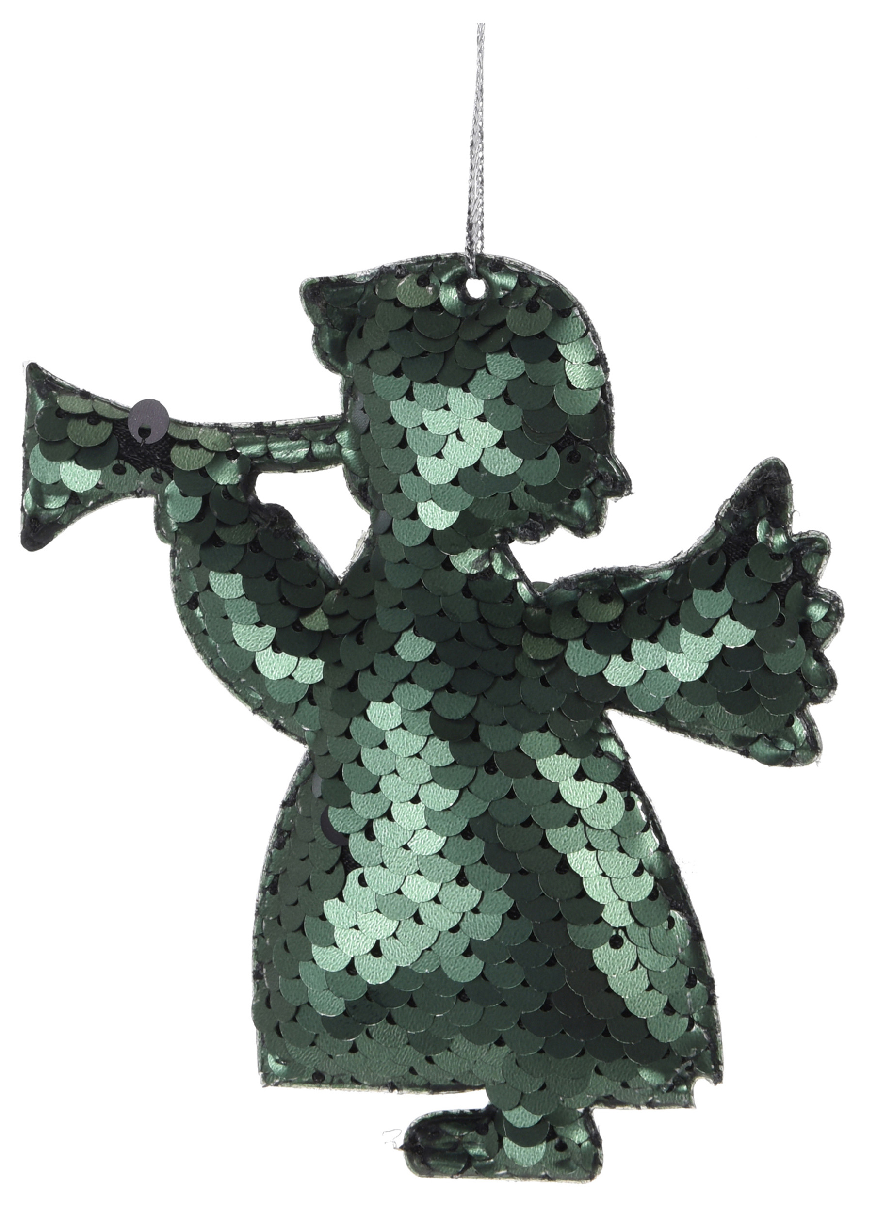 Изображение товара Ёлочная игрушка Новогодние фигуры с пайетками зеленый пластик 10х10 см