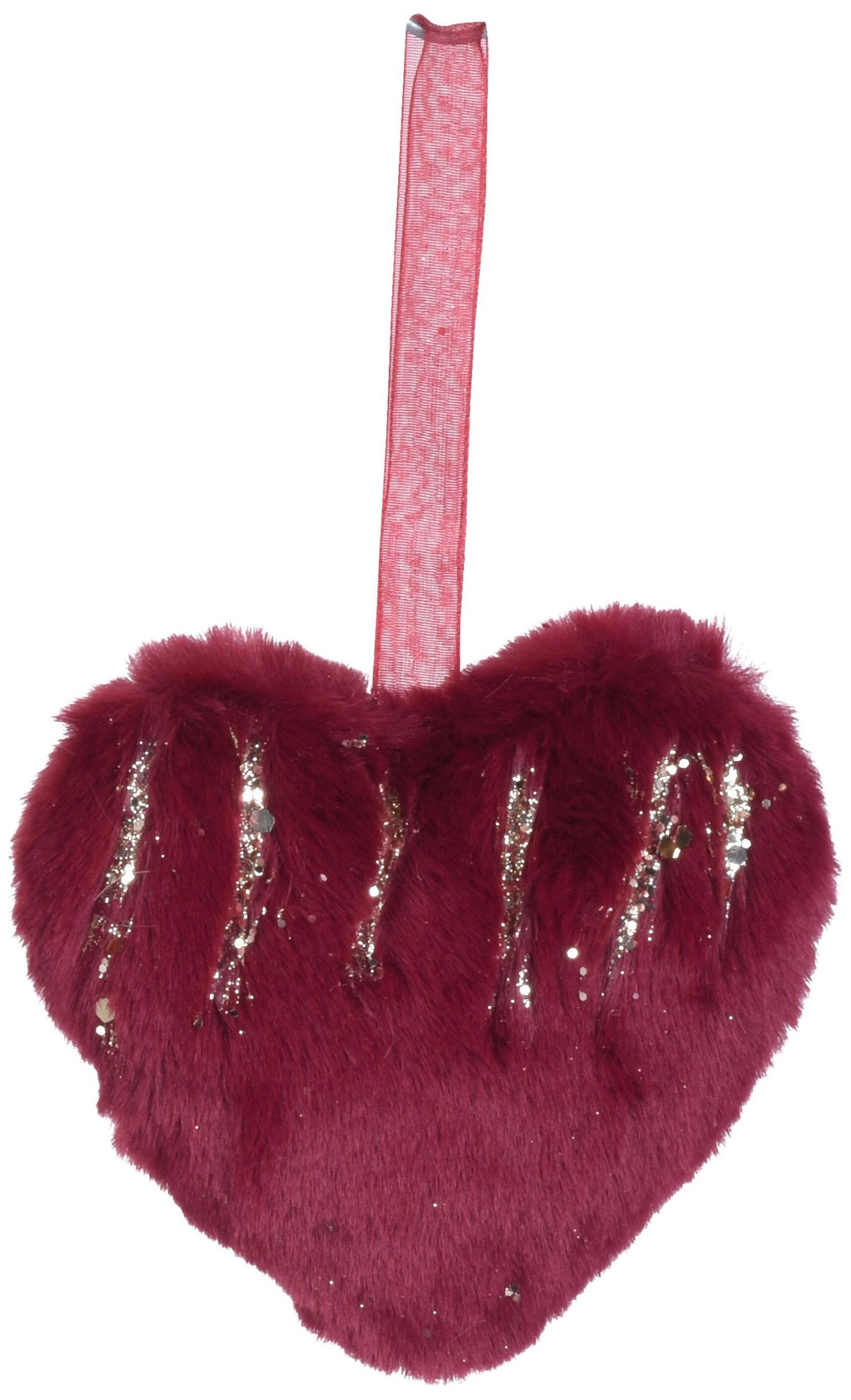 Изображение товара Ёлочная игрушка сердце тёмно-красная 9,5x10 см подвеска новогодний декор