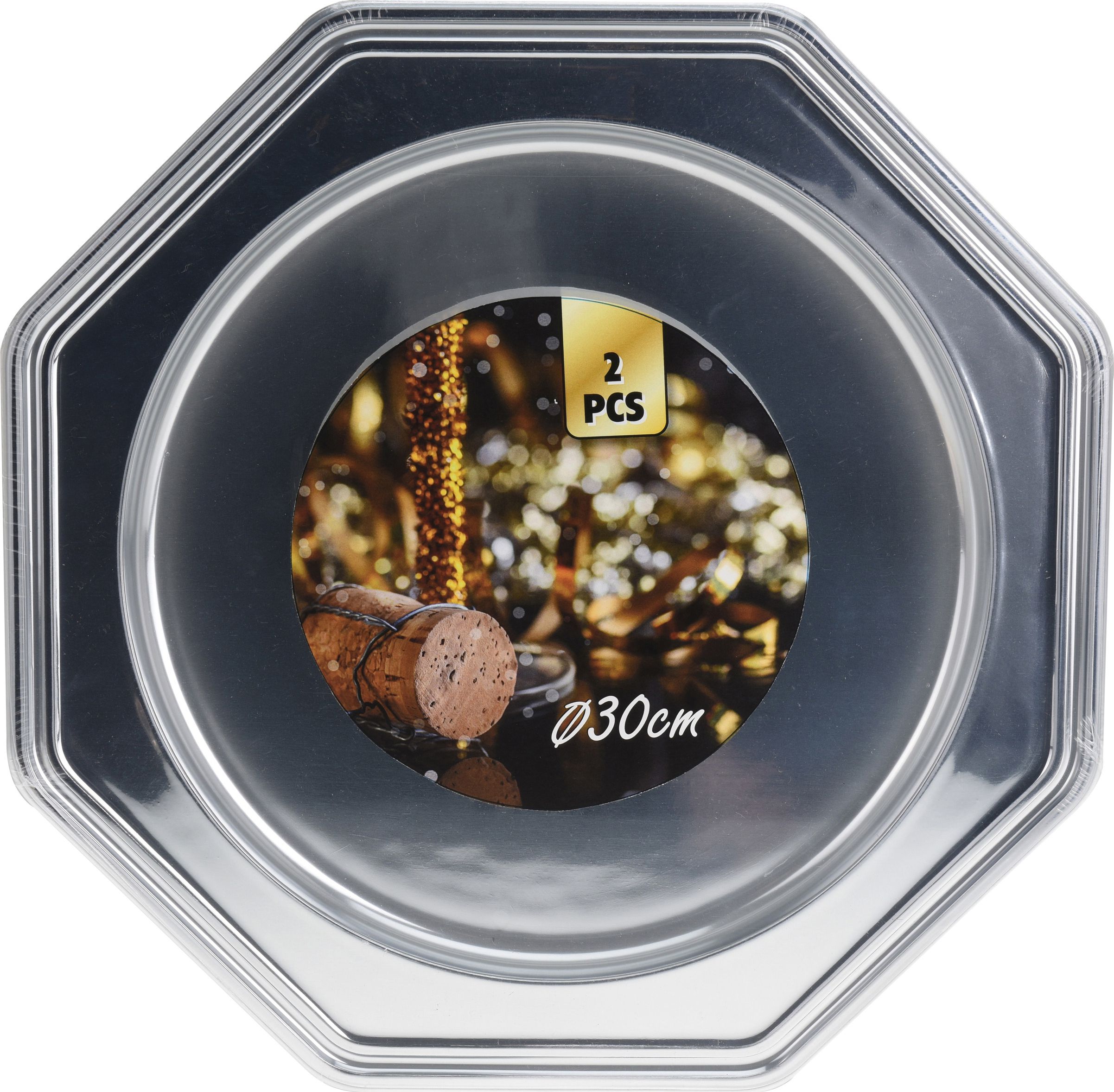 Изображение товара Набор подносов пластик серебряные 30 см 2 шт