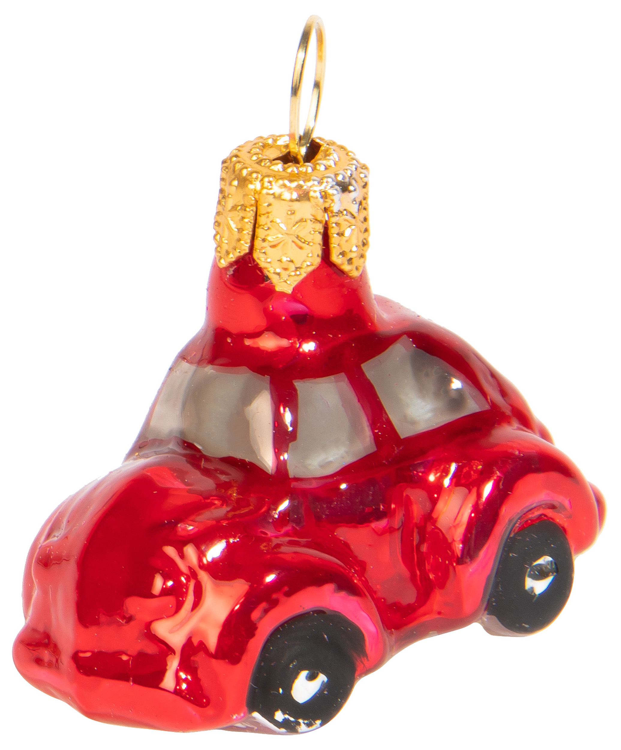 Изображение товара Миниатюрная стеклянная ёлочная игрушка Машинка 4 см для украшения елки