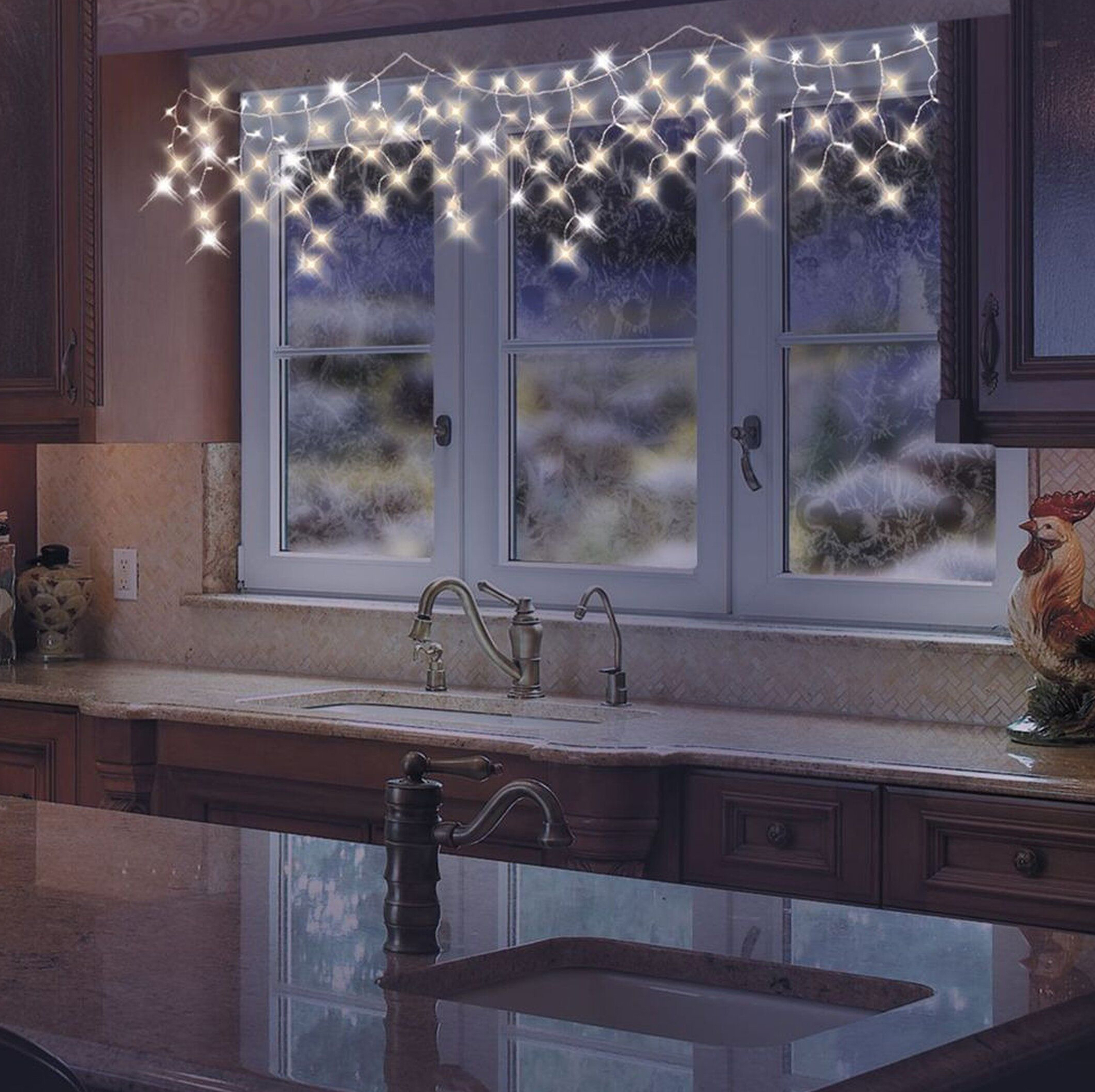 Изображение товара Гирлянда внутренняя занавес Glos 100 LED 2 м белый соединяемая