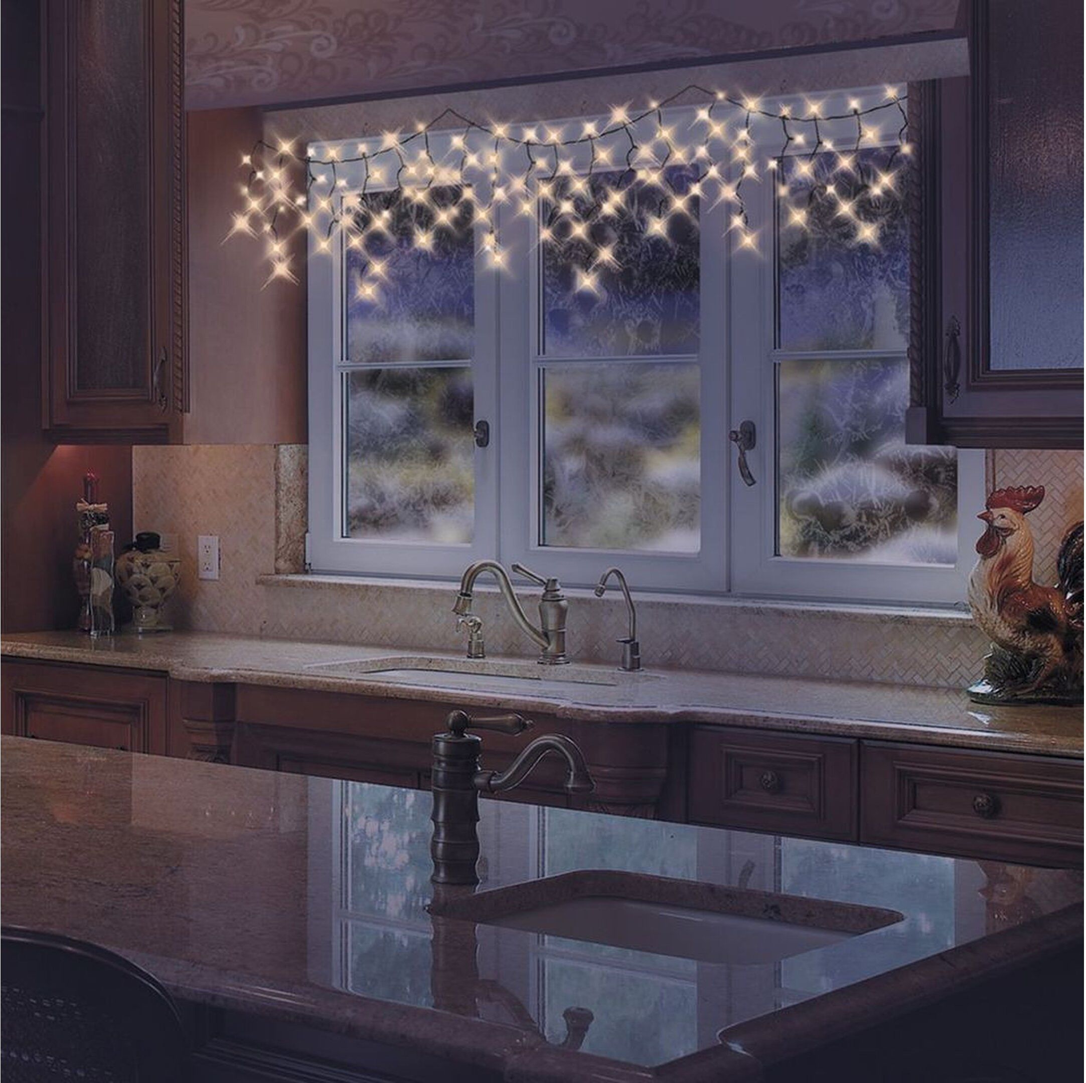 Изображение товара Гирлянда внутренняя бахрома Glos 50 LED белый 3 м для декора интерьера