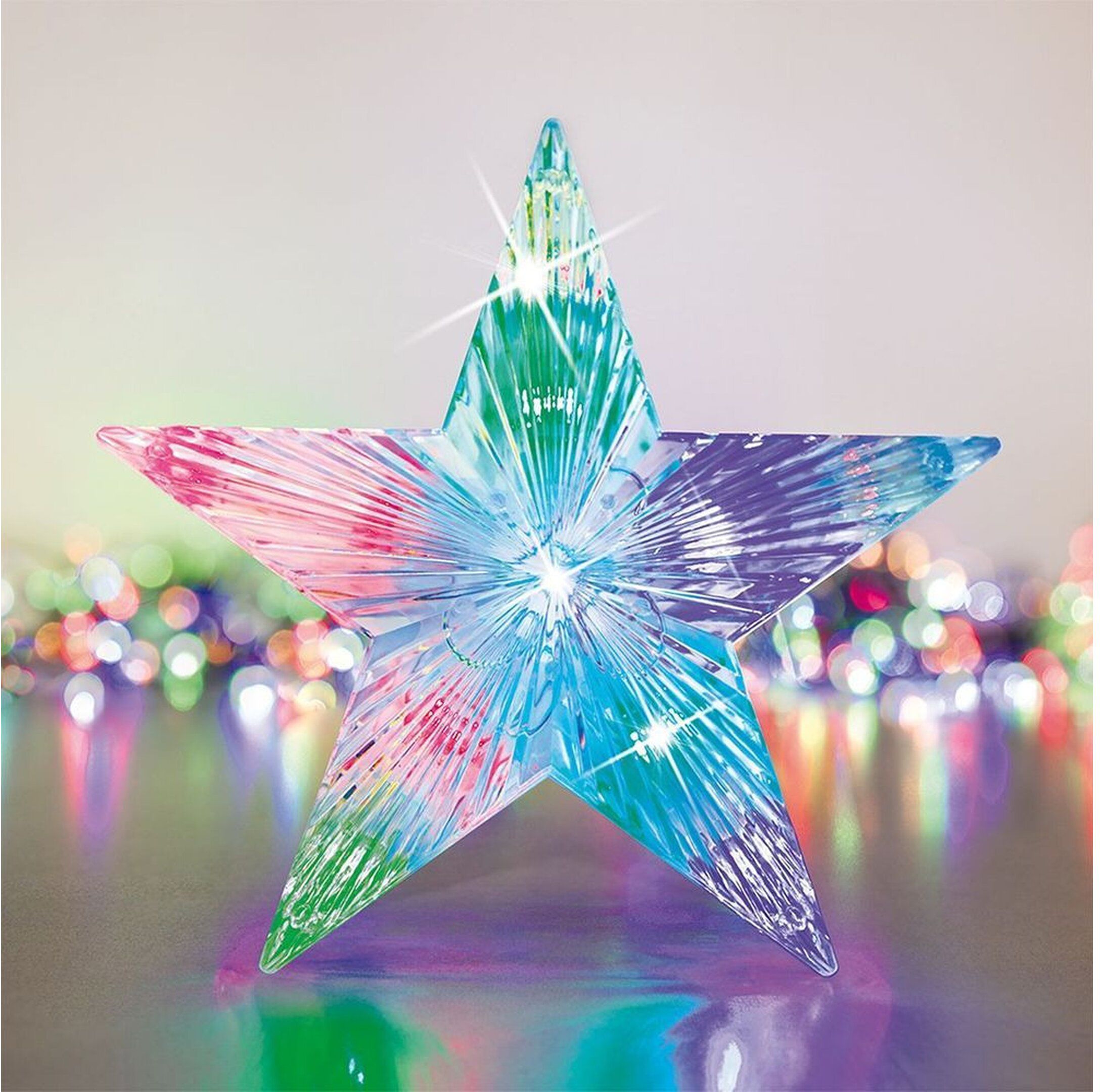 Изображение товара Верхушка на ель Glos Звезда 10 LED многоцветная 16 см